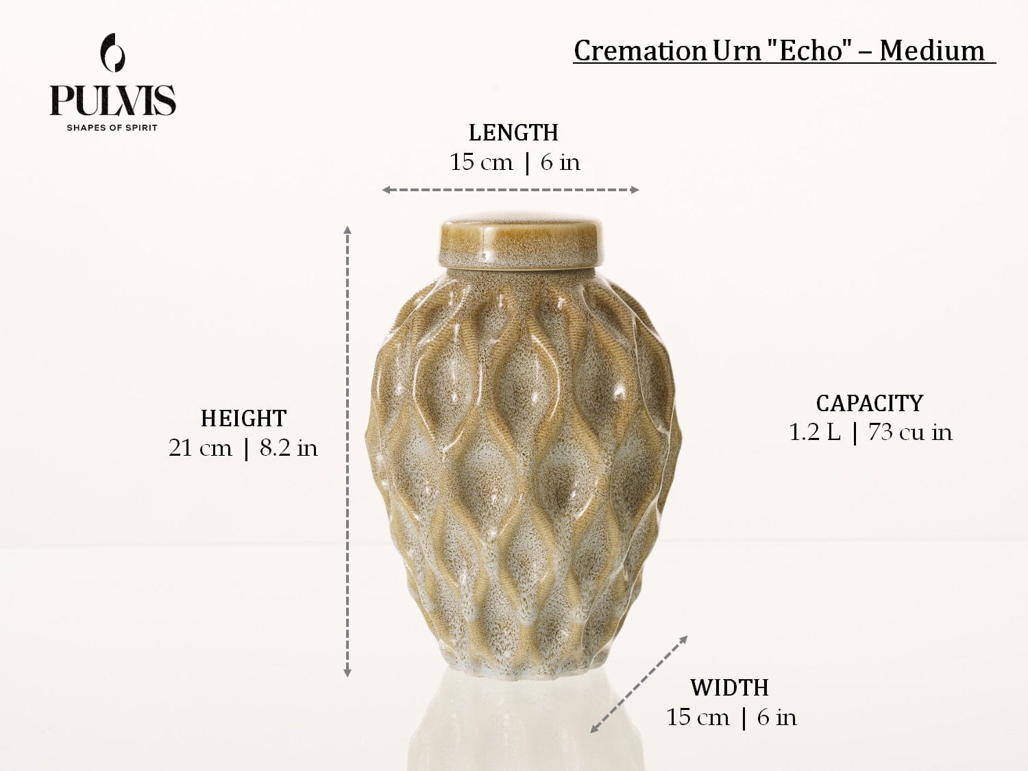 Echo Medium Urn for Ashes in Light Sand