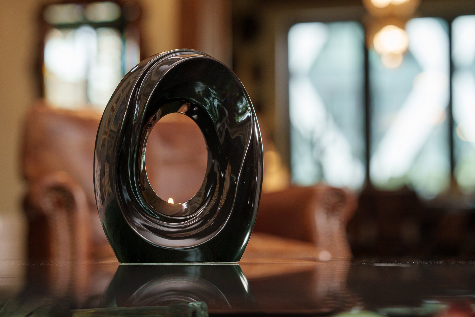 The Passage Medium Urn for Ashes in Glossy Black