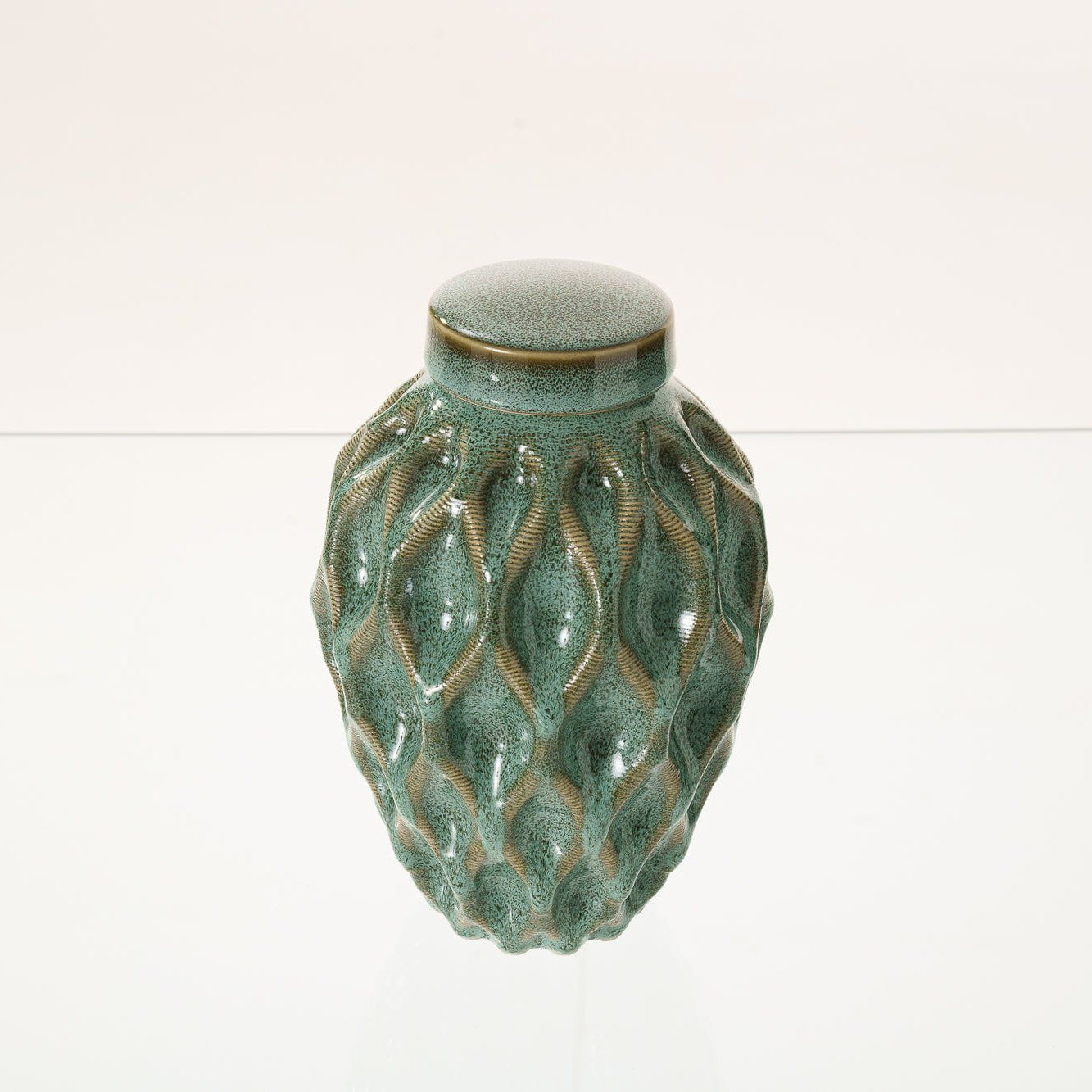Echo Medium Urn for Ashes in Oily Green