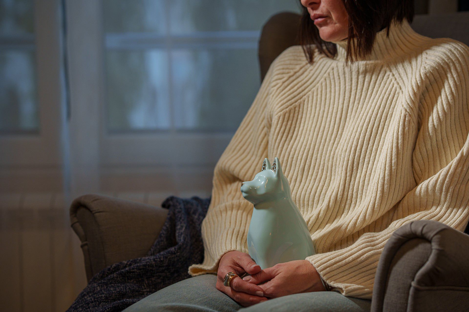 Barkley Dog Pet Urn for Ashes in Light Blue