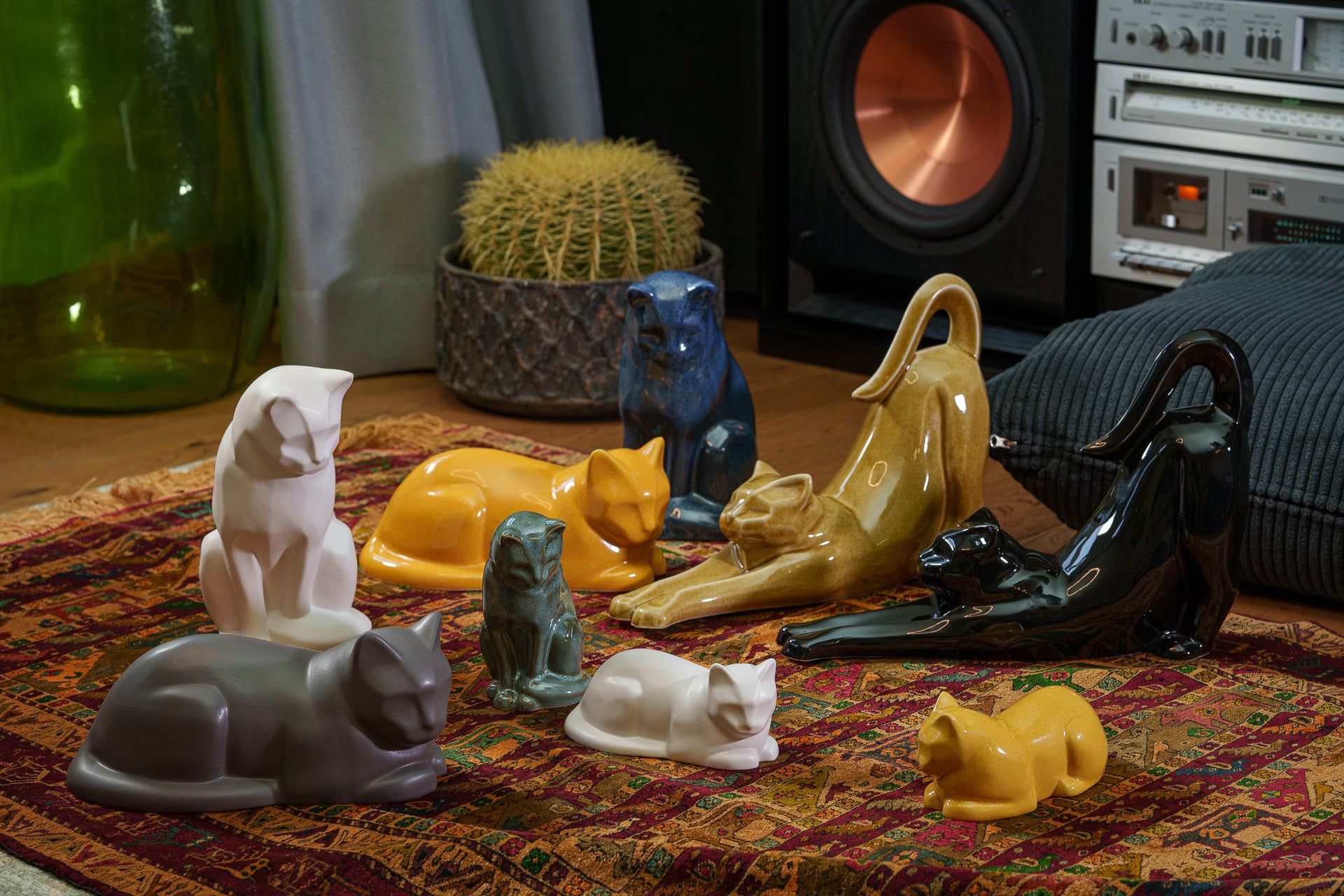 Cat Pet Urn for Ashes in Amber Yellow