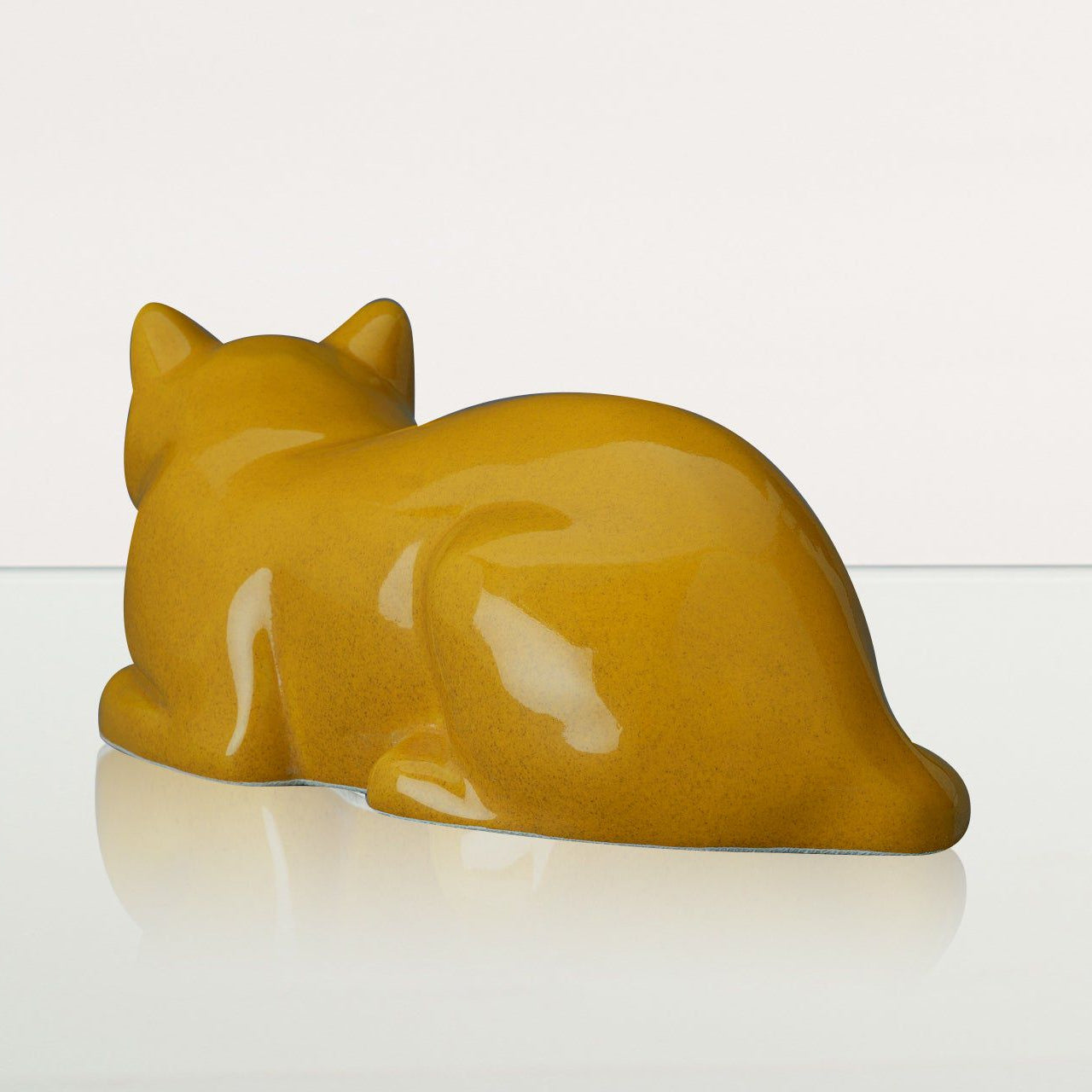 Cat Pet Urn for Ashes in Amber Yellow