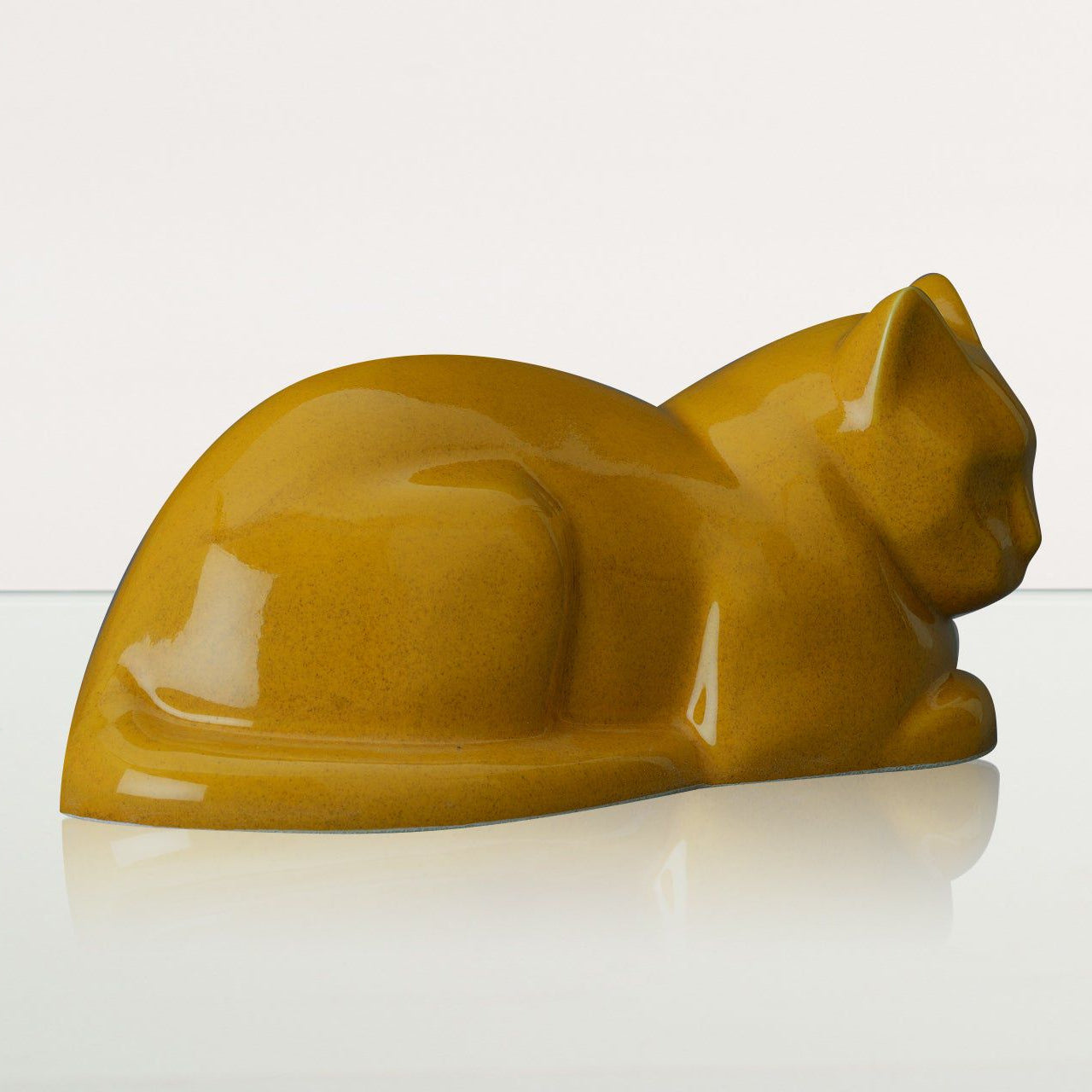 Cat Pet Urn for Ashes in Amber Yellow