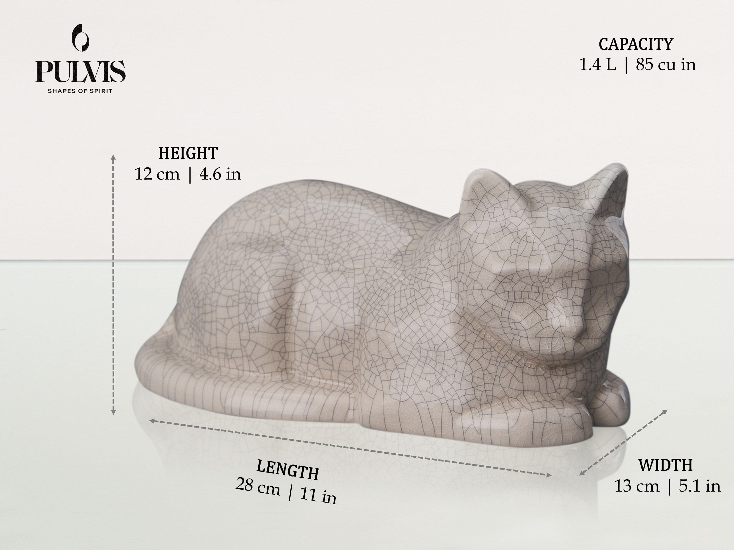 Laying Cat Mini Urn for Ashes in Pearlescent White