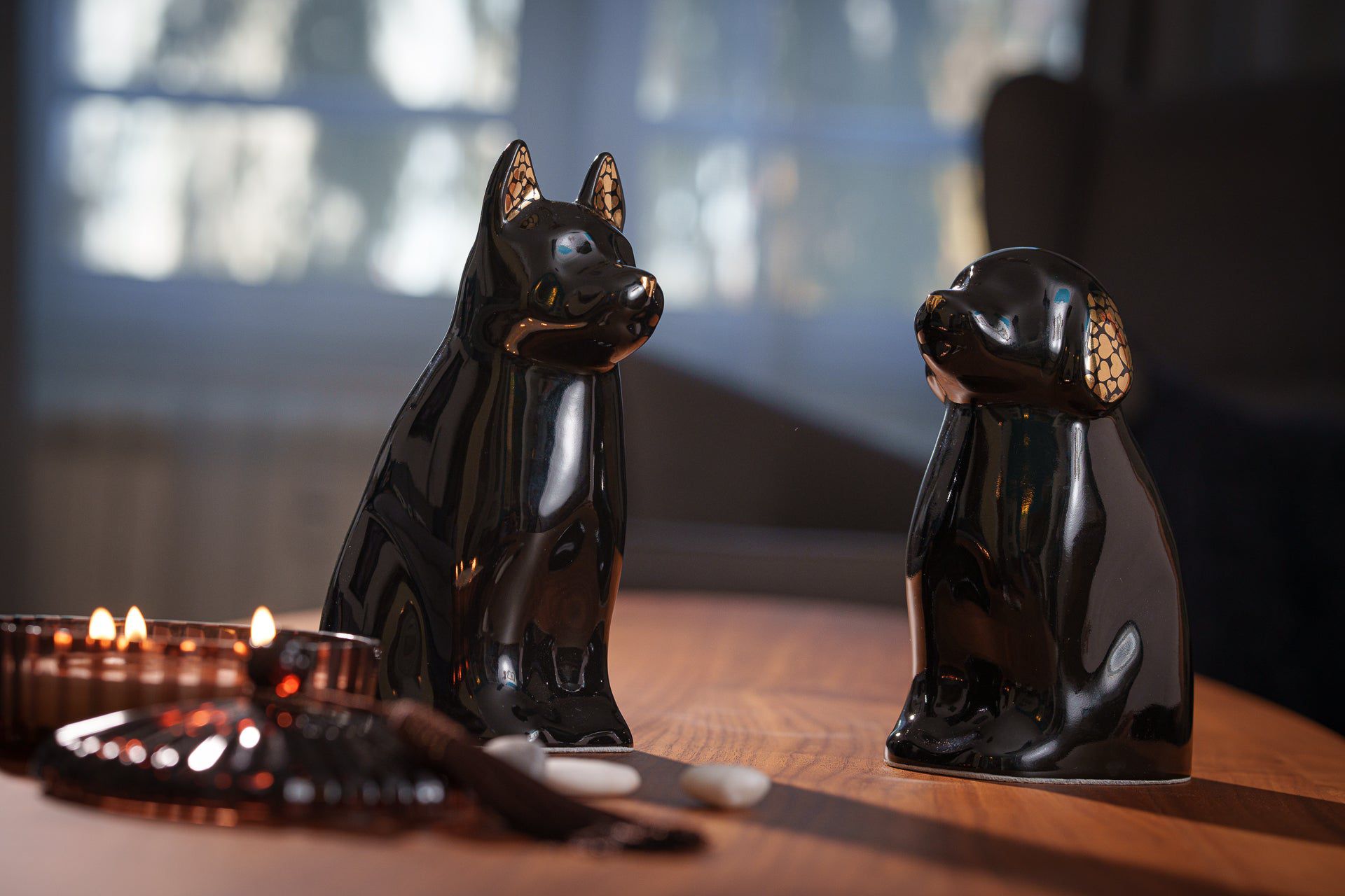 Cuddle Dog Pet Urn for Ashes in Black