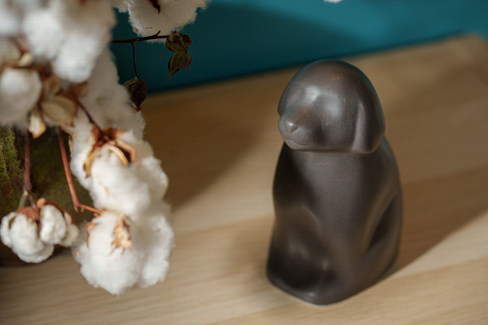 Cuddle Dog Pet Urn for Ashes in Matte Grey