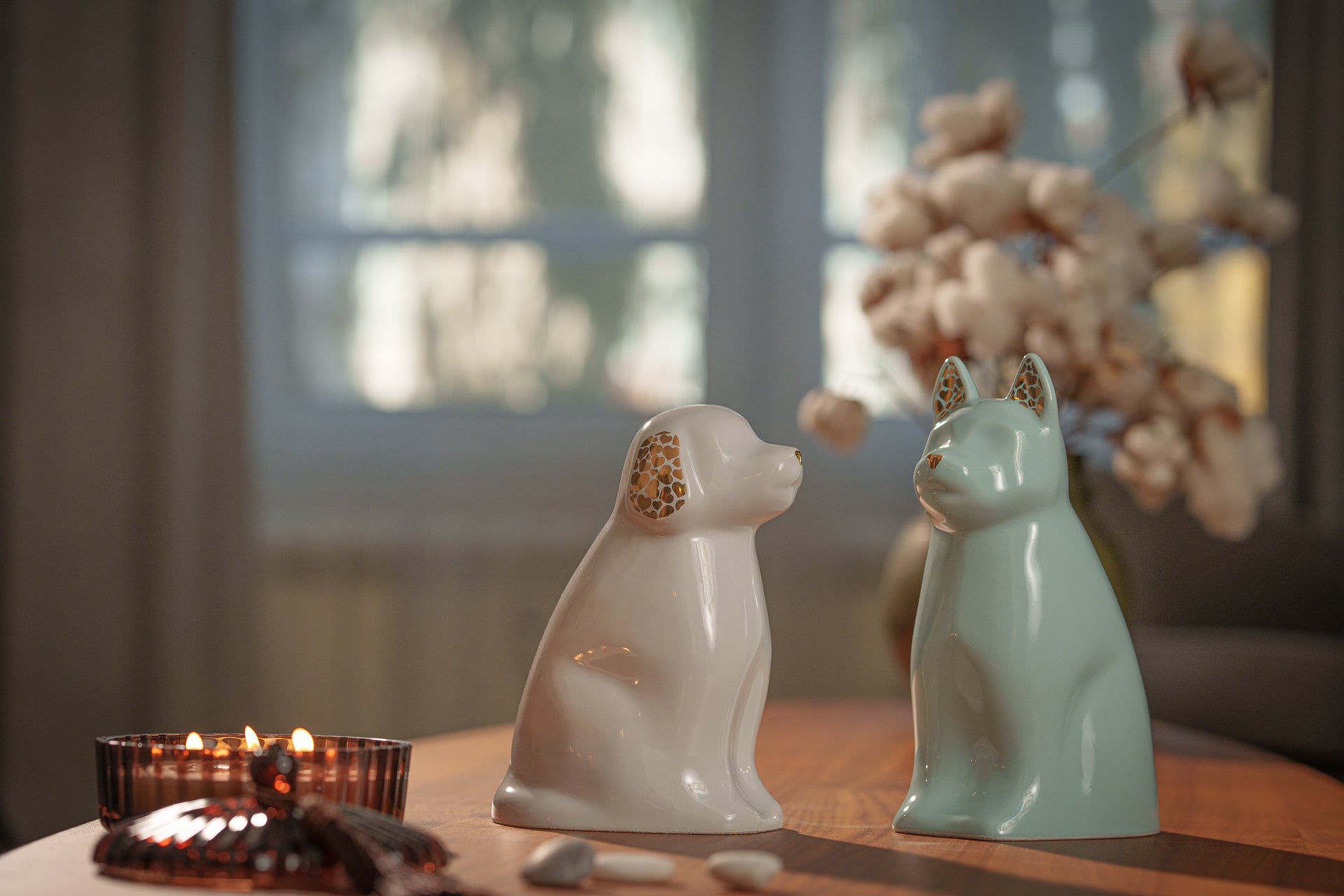 Cuddle Dog Pet Urn for Ashes in White