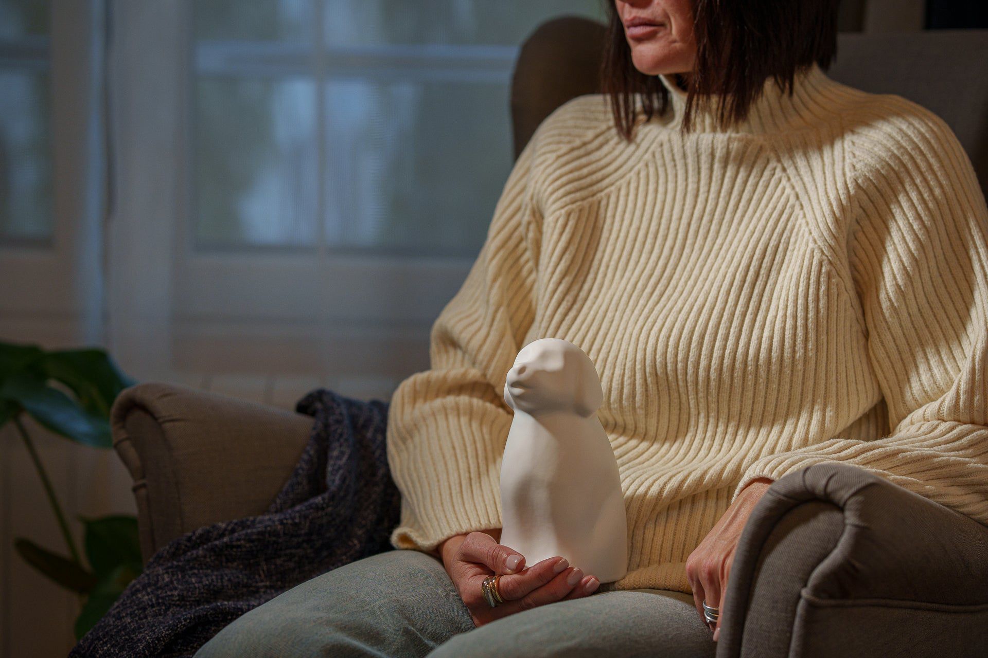Cuddle Dog Pet Urn for Ashes in White