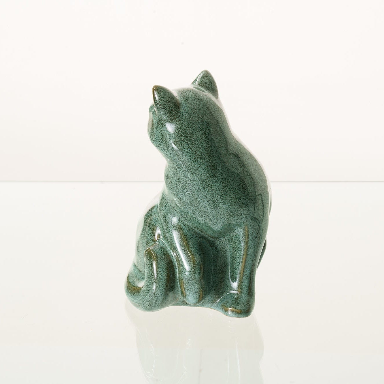 Felix Cat Urn for Ashes in Oily Green