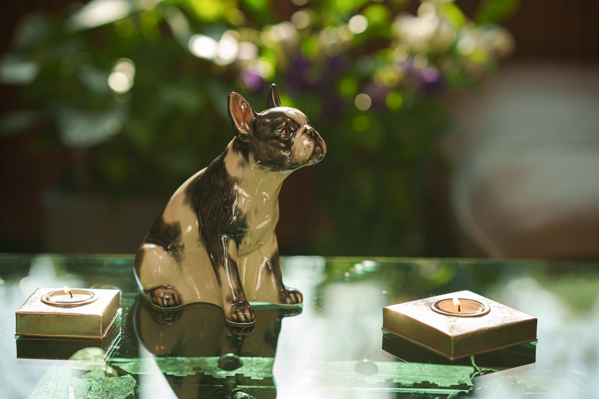 French Bulldog Pet Urn for Ashes in Black and White