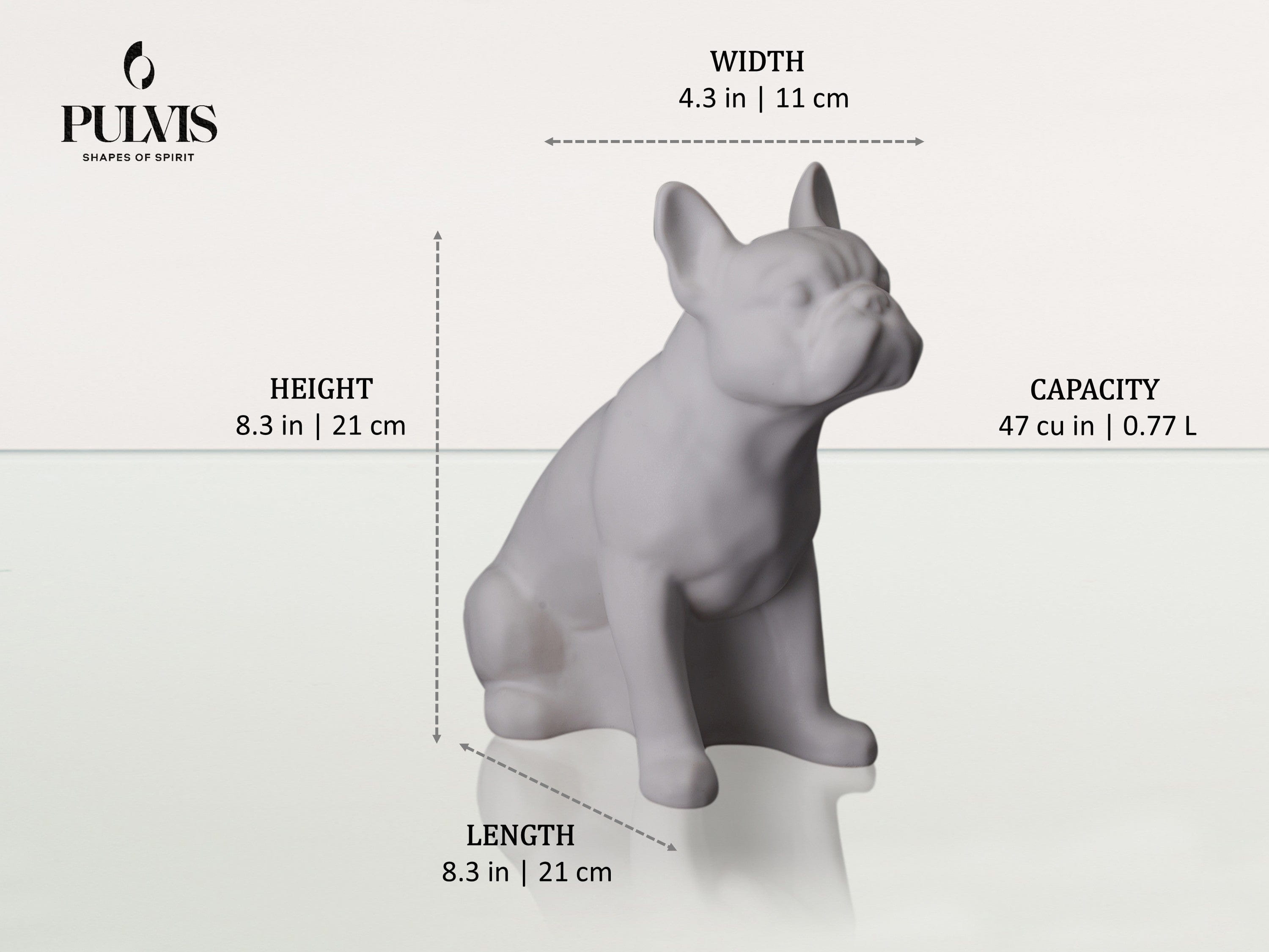 French Bulldog Pet Urn for Ashes in Black and White