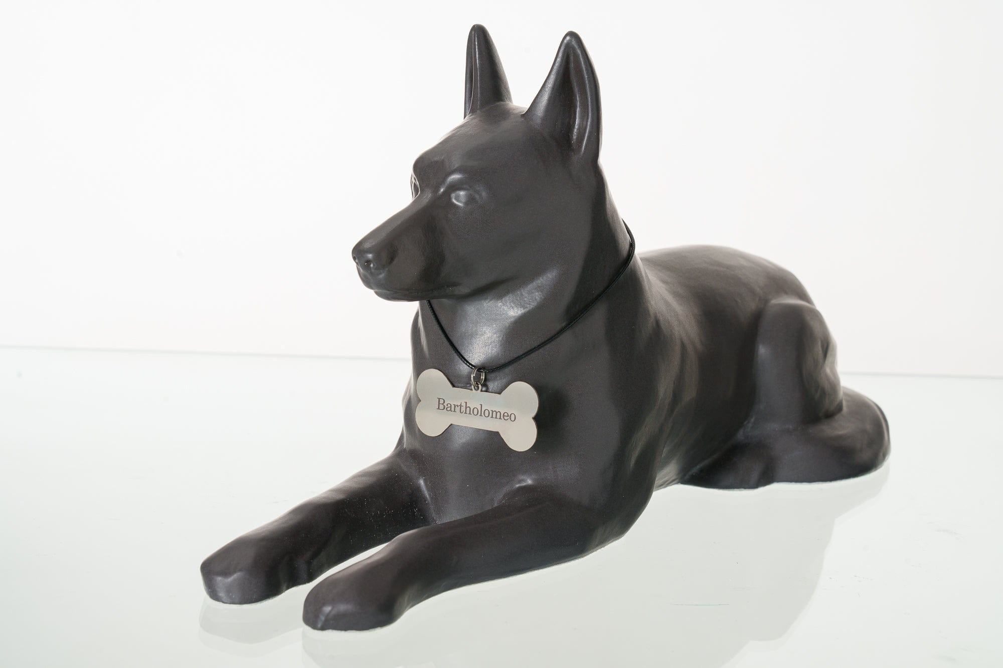 German Shepherd Pet Urn for Ashes in Matte Grey