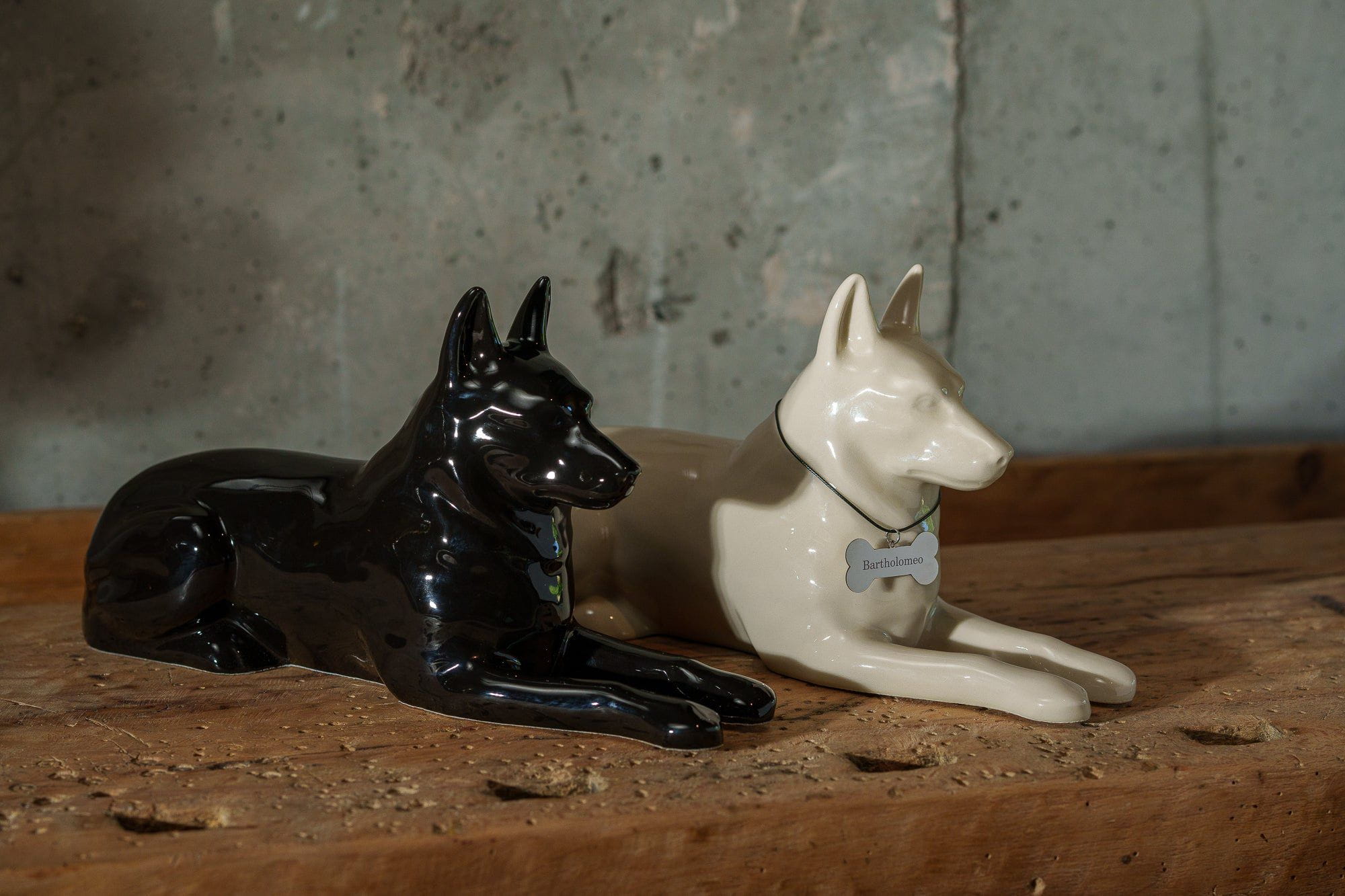 German Shepherd Pet Urn for Ashes in Glossy Black
