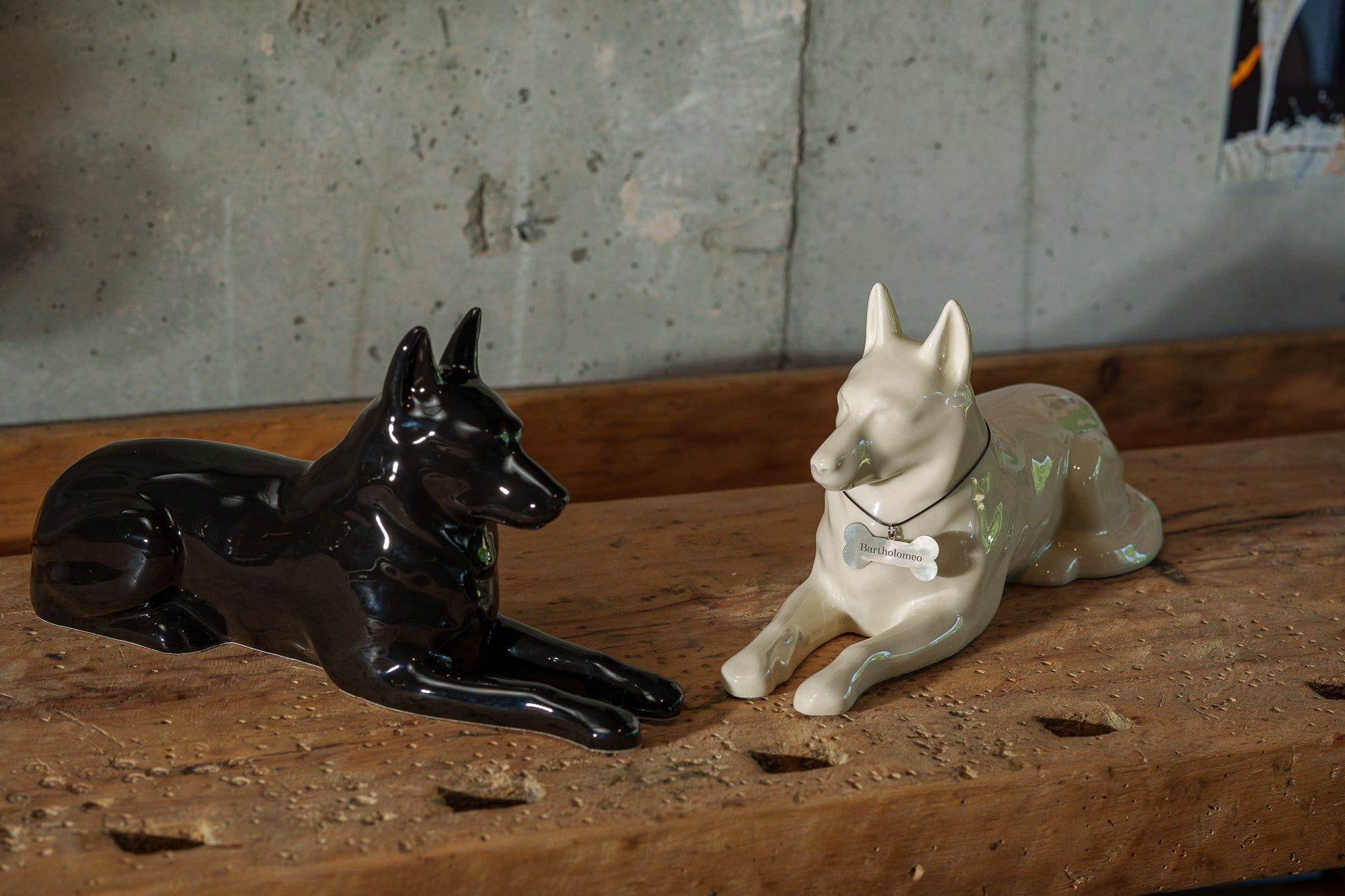German Shepherd Pet Urn for Ashes in Cream