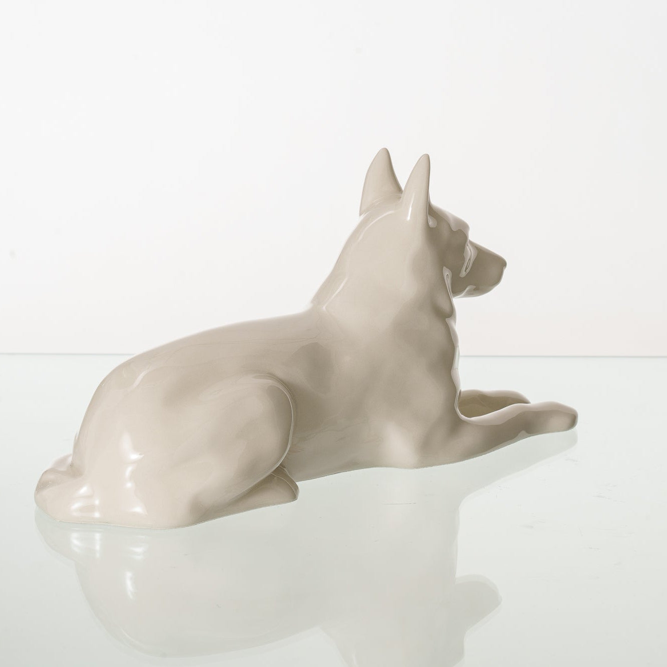 German Shepherd Pet Urn for Ashes in Cream