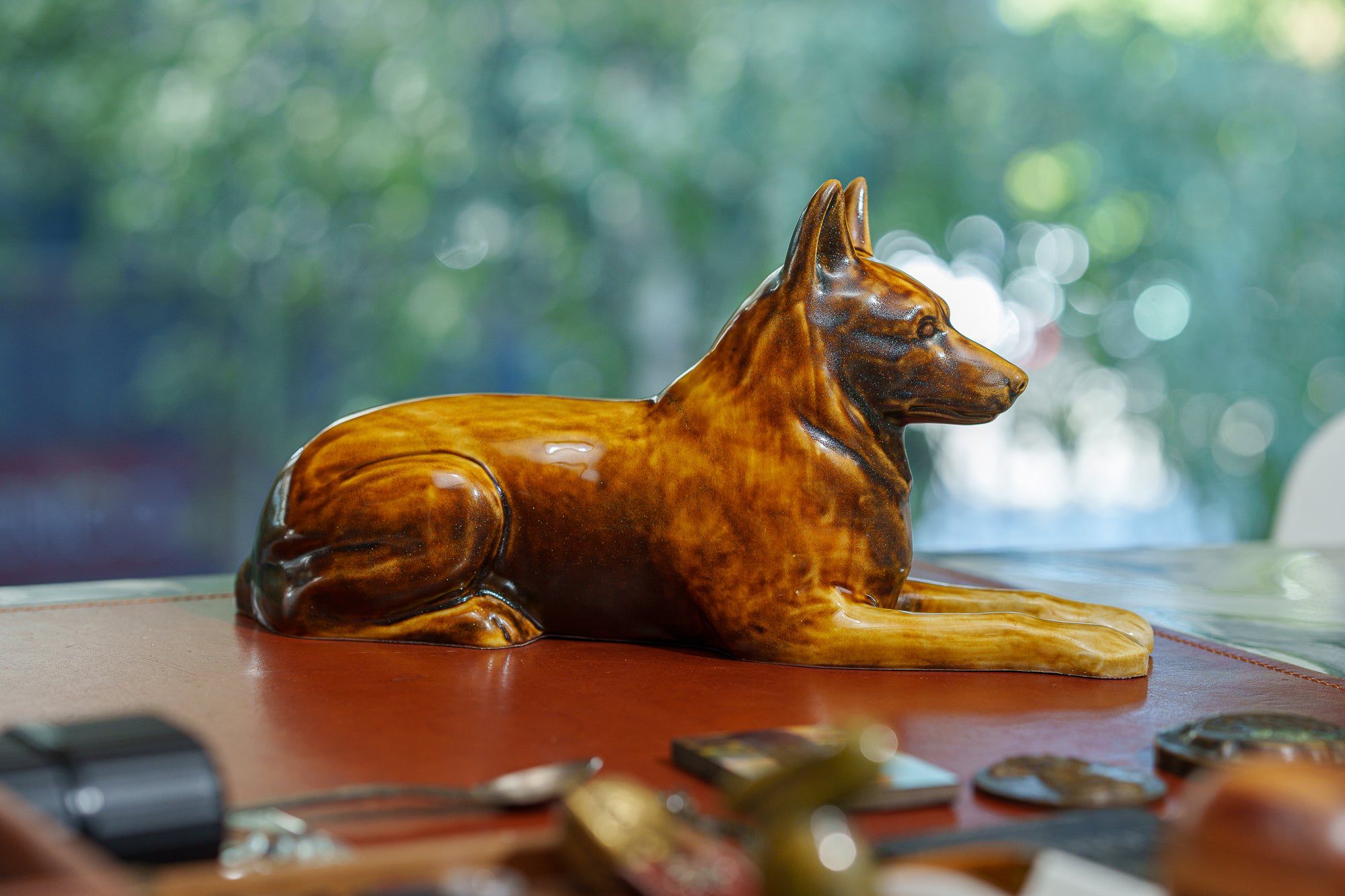 German Shepherd Pet Urn for Ashes in Brown