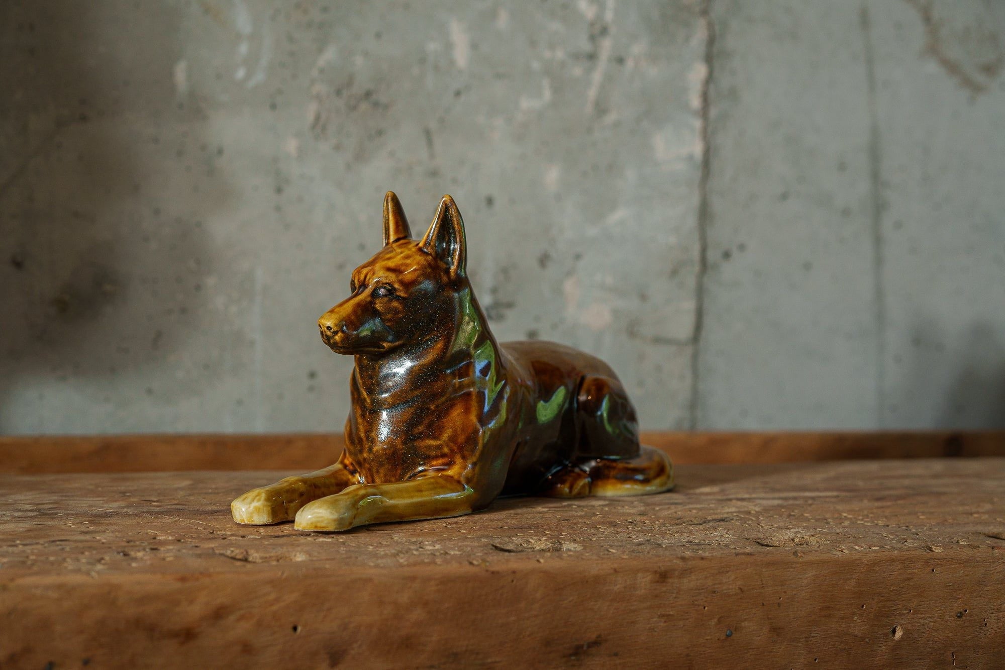 German Shepherd Pet Urn for Ashes in Brown