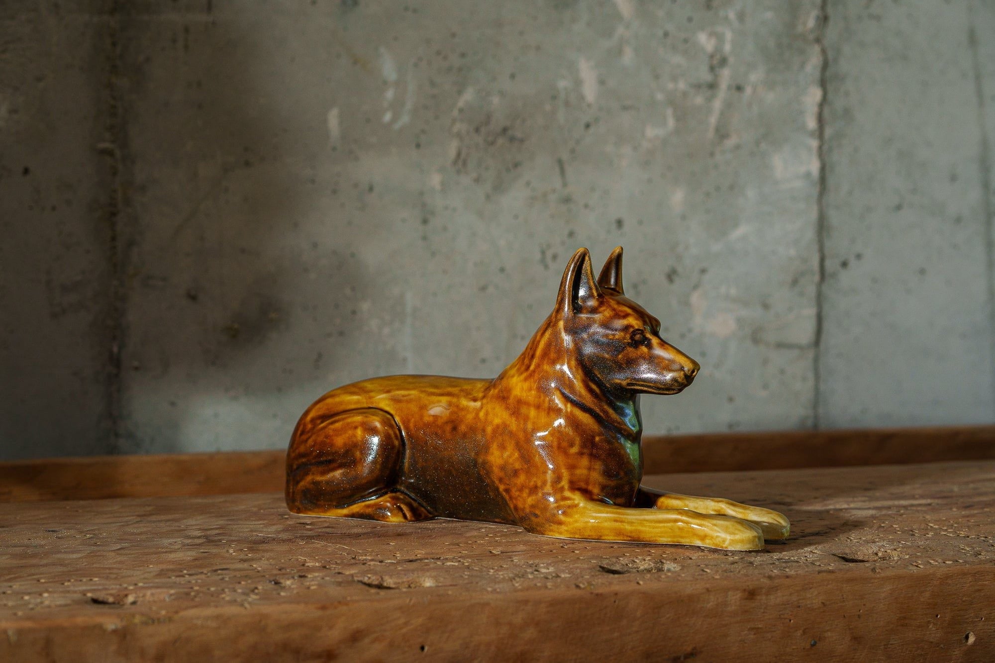 German Shepherd Pet Urn for Ashes in Brown