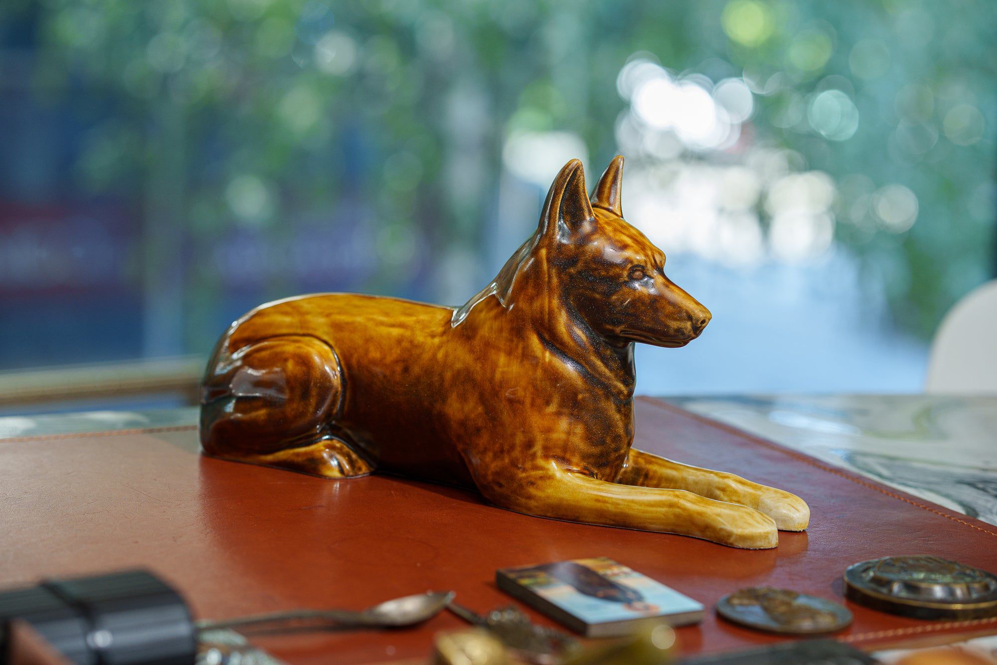 German Shepherd Pet Urn for Ashes in Brown