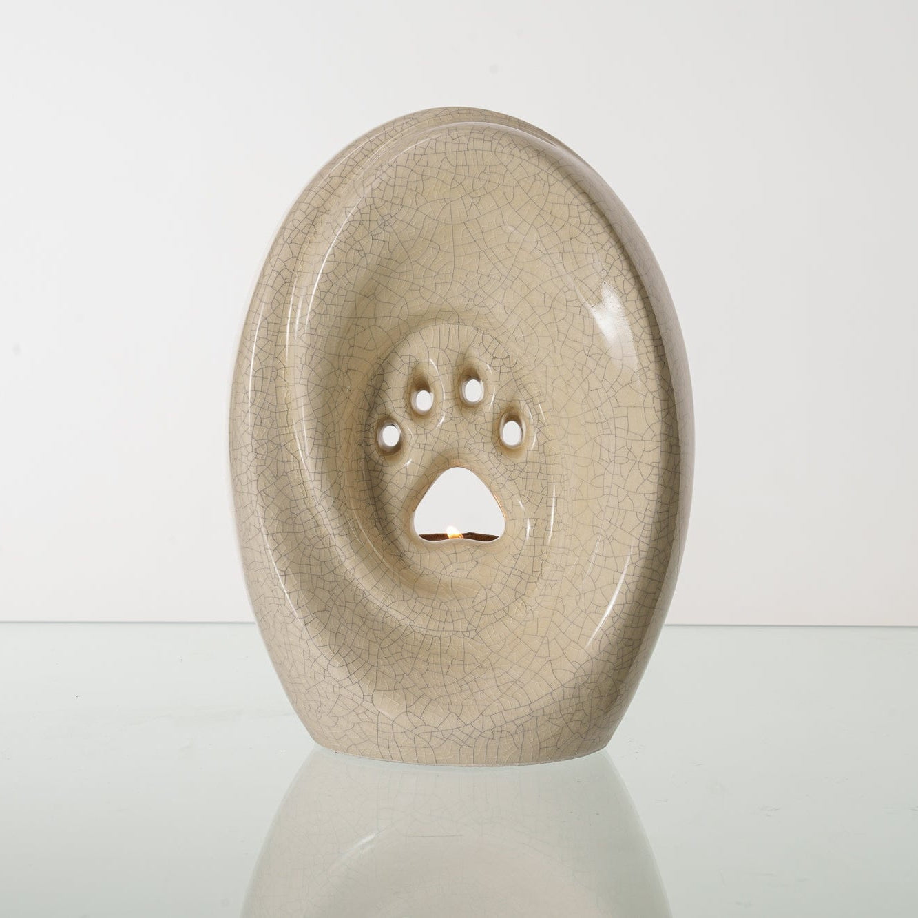 Paw Pet Urn for Ashes in Crackle Glaze
