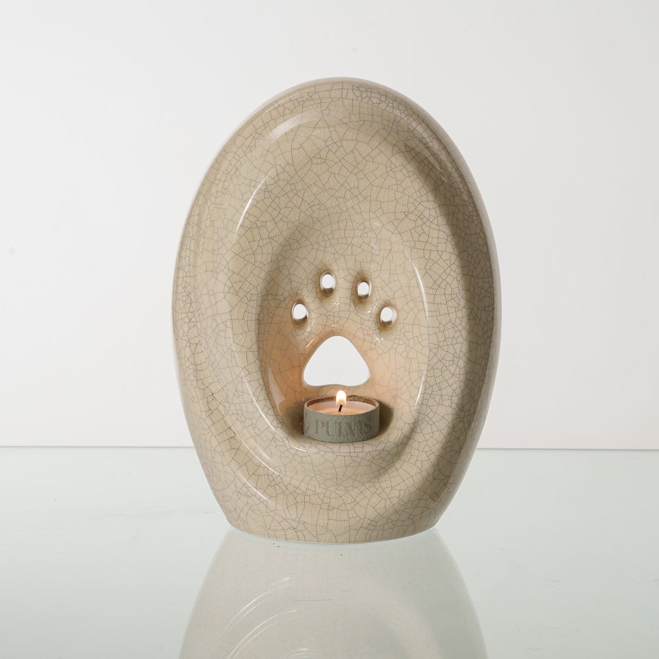 Paw Pet Urn for Ashes in Crackle Glaze