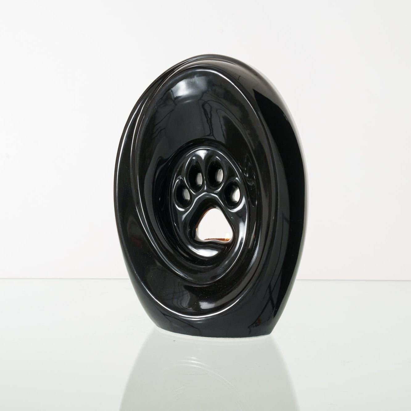 Paw Pet Urn for Ashes in Glossy Black
