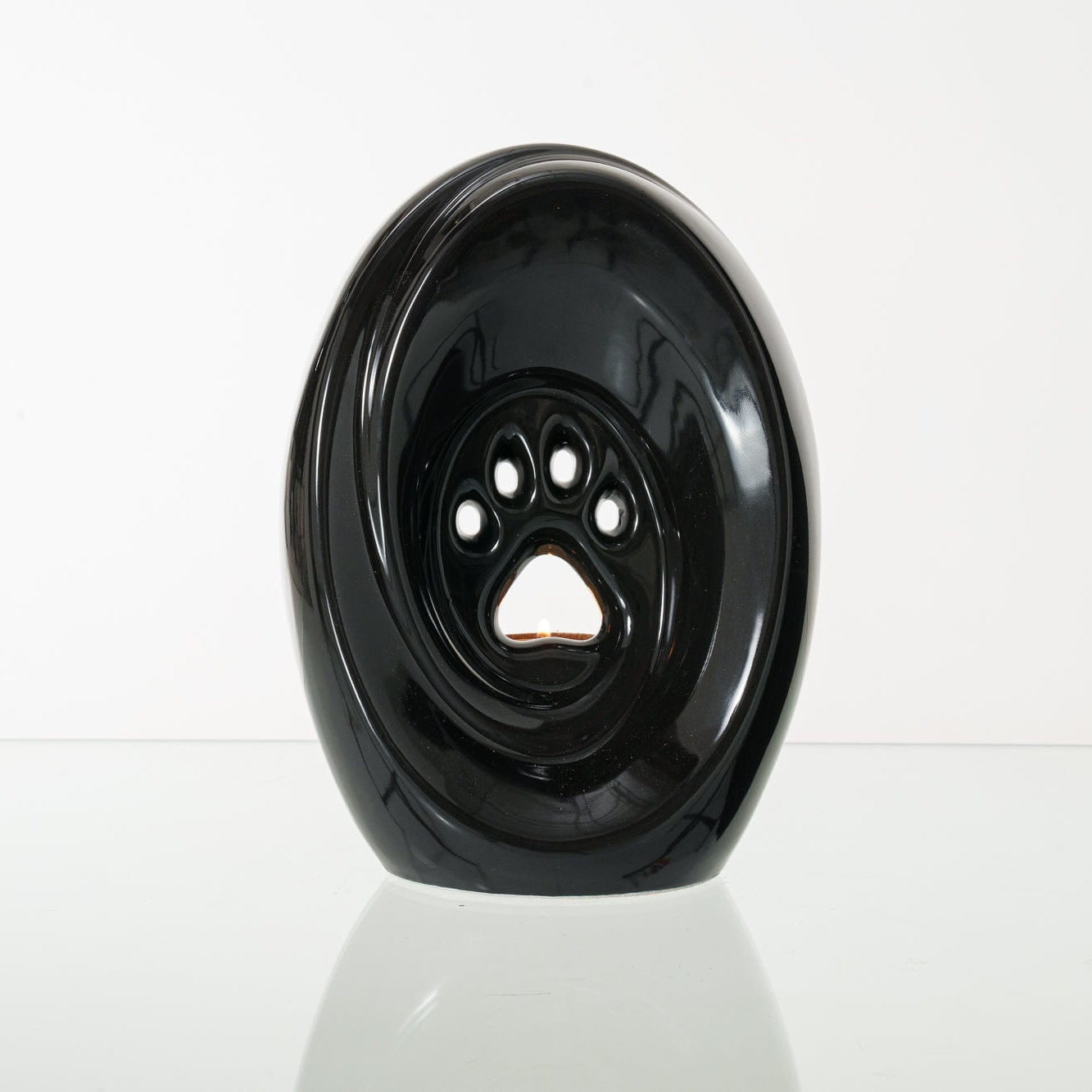 Paw Pet Urn for Ashes in Glossy Black