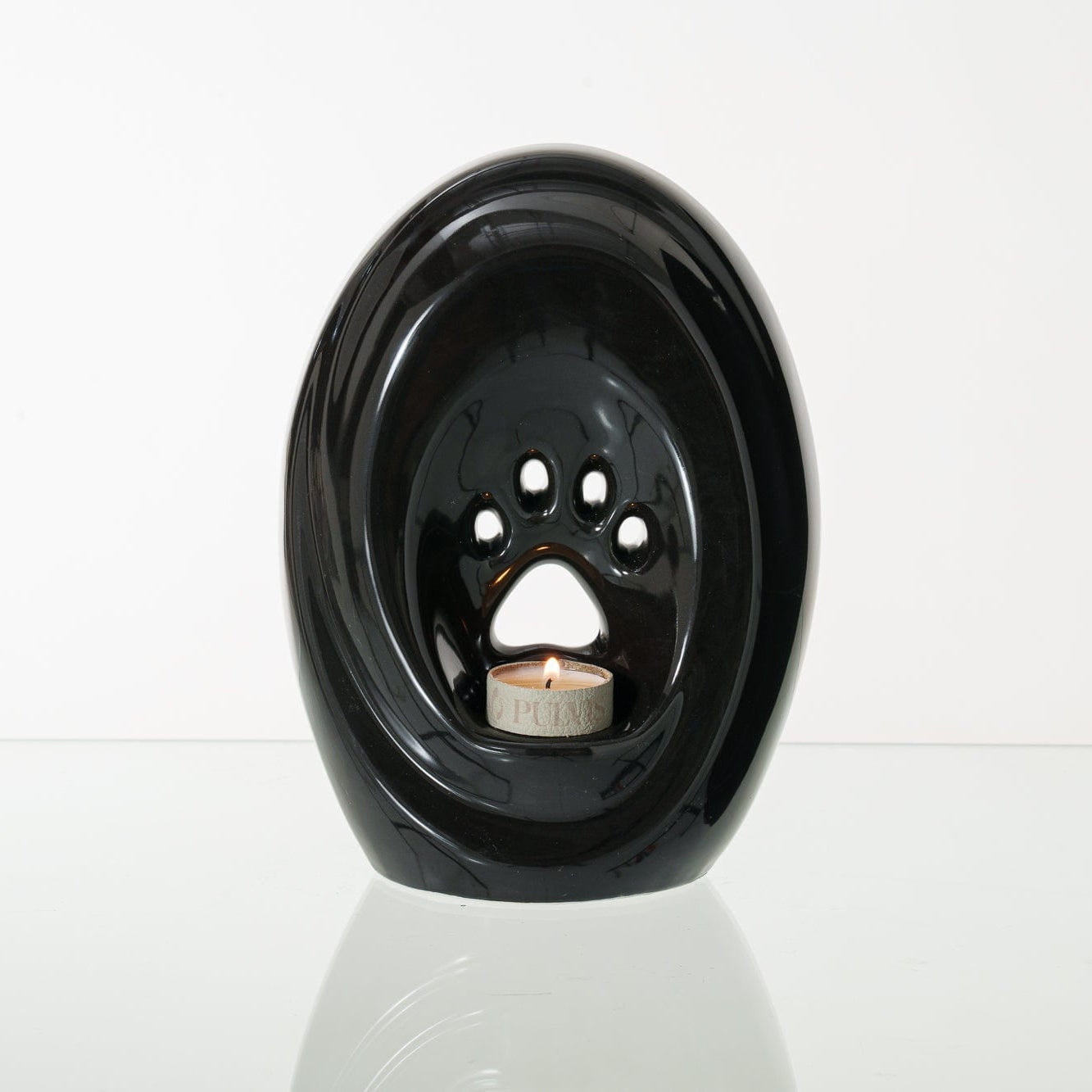 Paw Pet Urn for Ashes in Glossy Black
