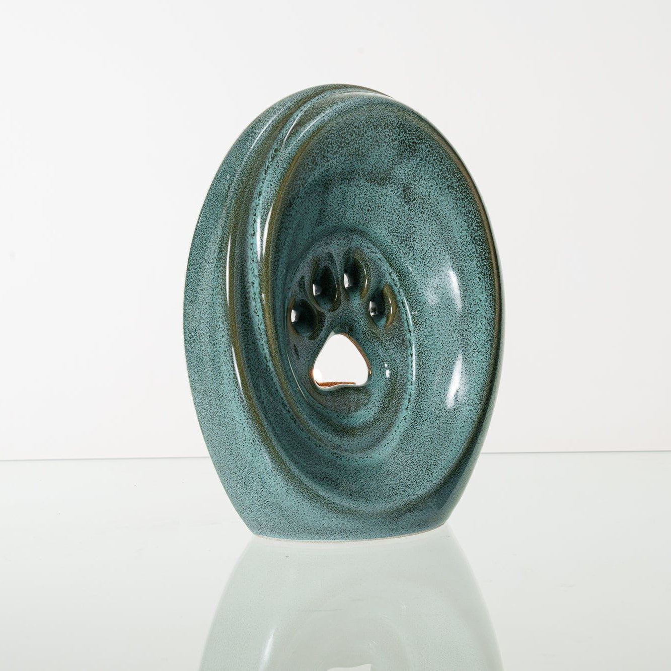 Paw Pet Urn for Ashes in Oily Green