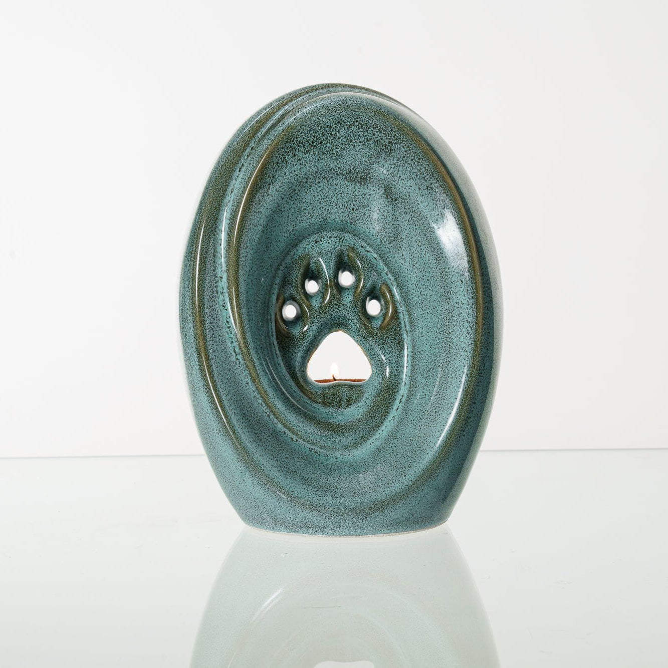 Paw Pet Urn for Ashes in Oily Green
