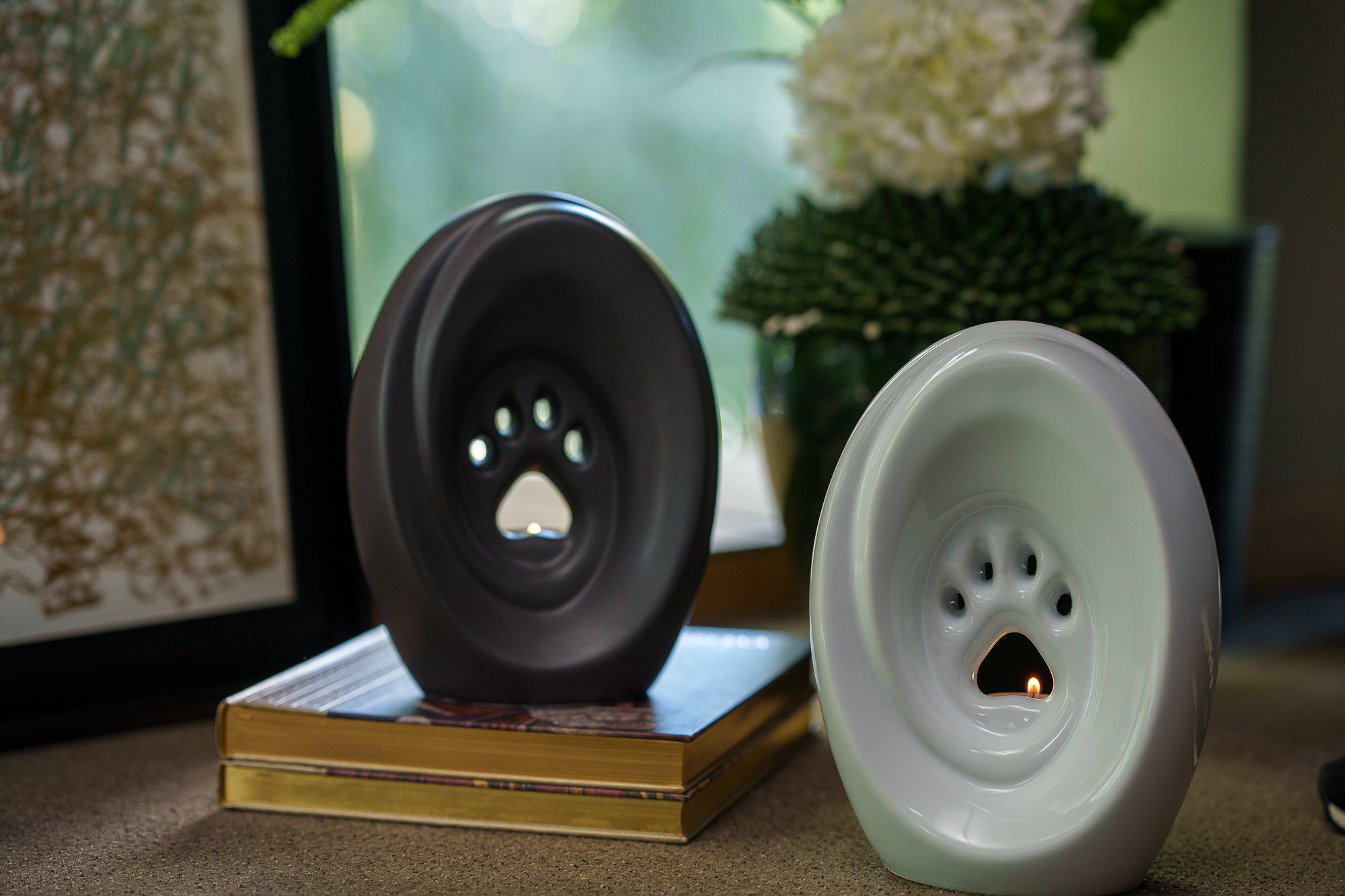 Paw Pet Urn for Ashes in White