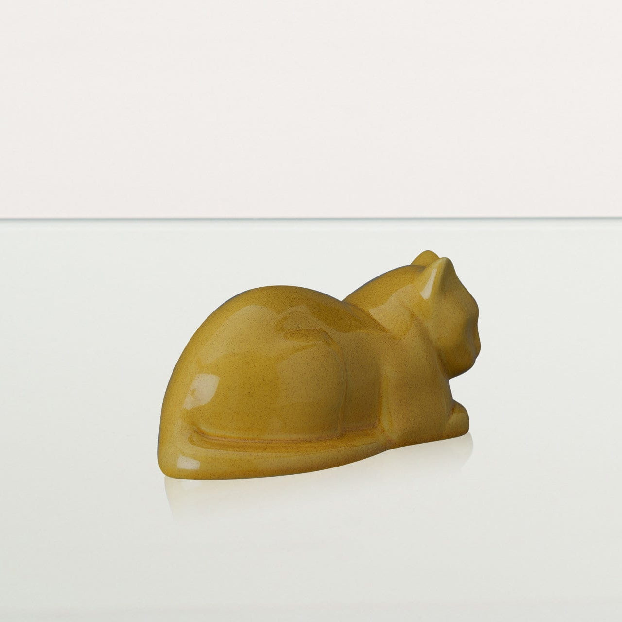 Laying Cat Mini Urn for Ashes in Amber Yellow