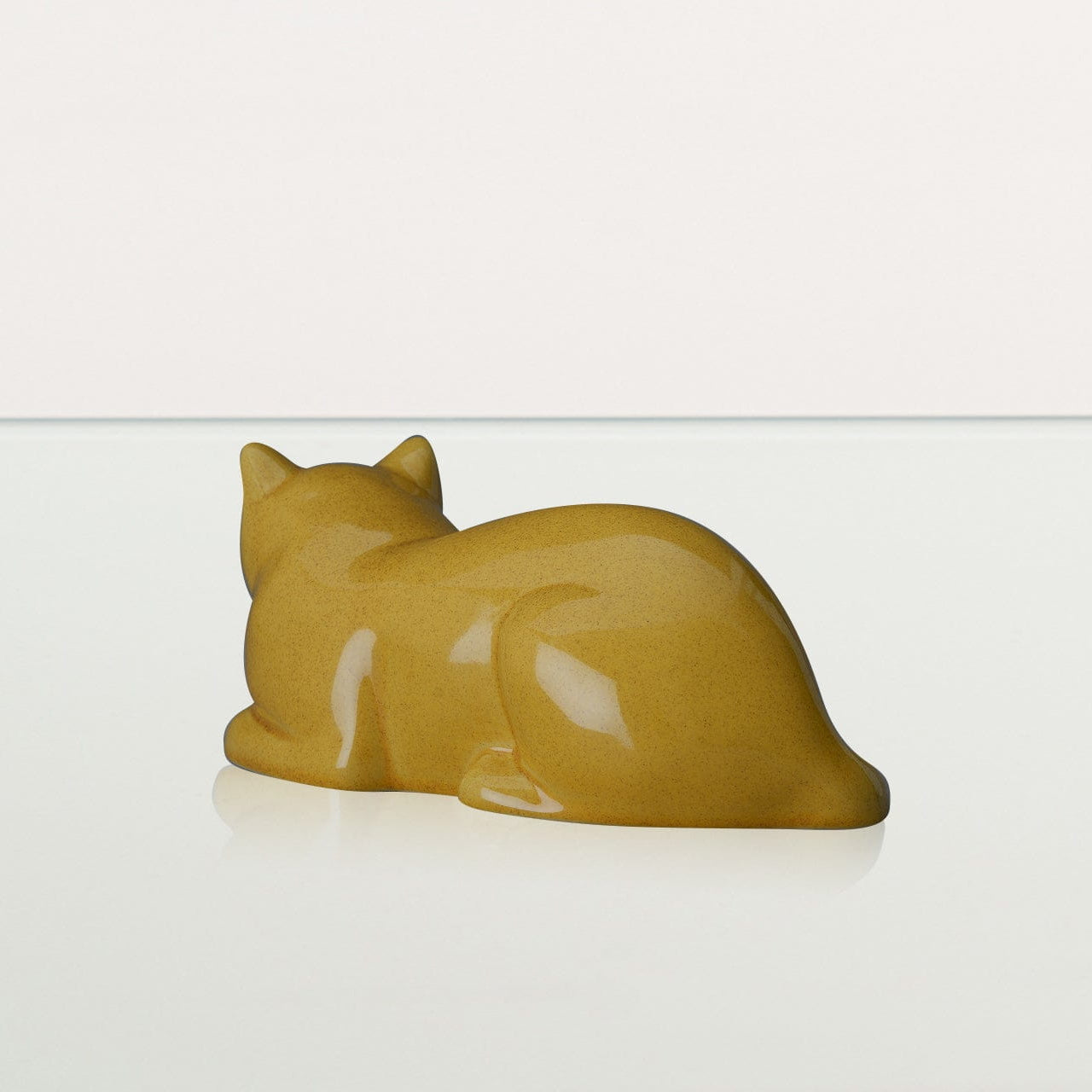 Laying Cat Mini Urn for Ashes in Amber Yellow