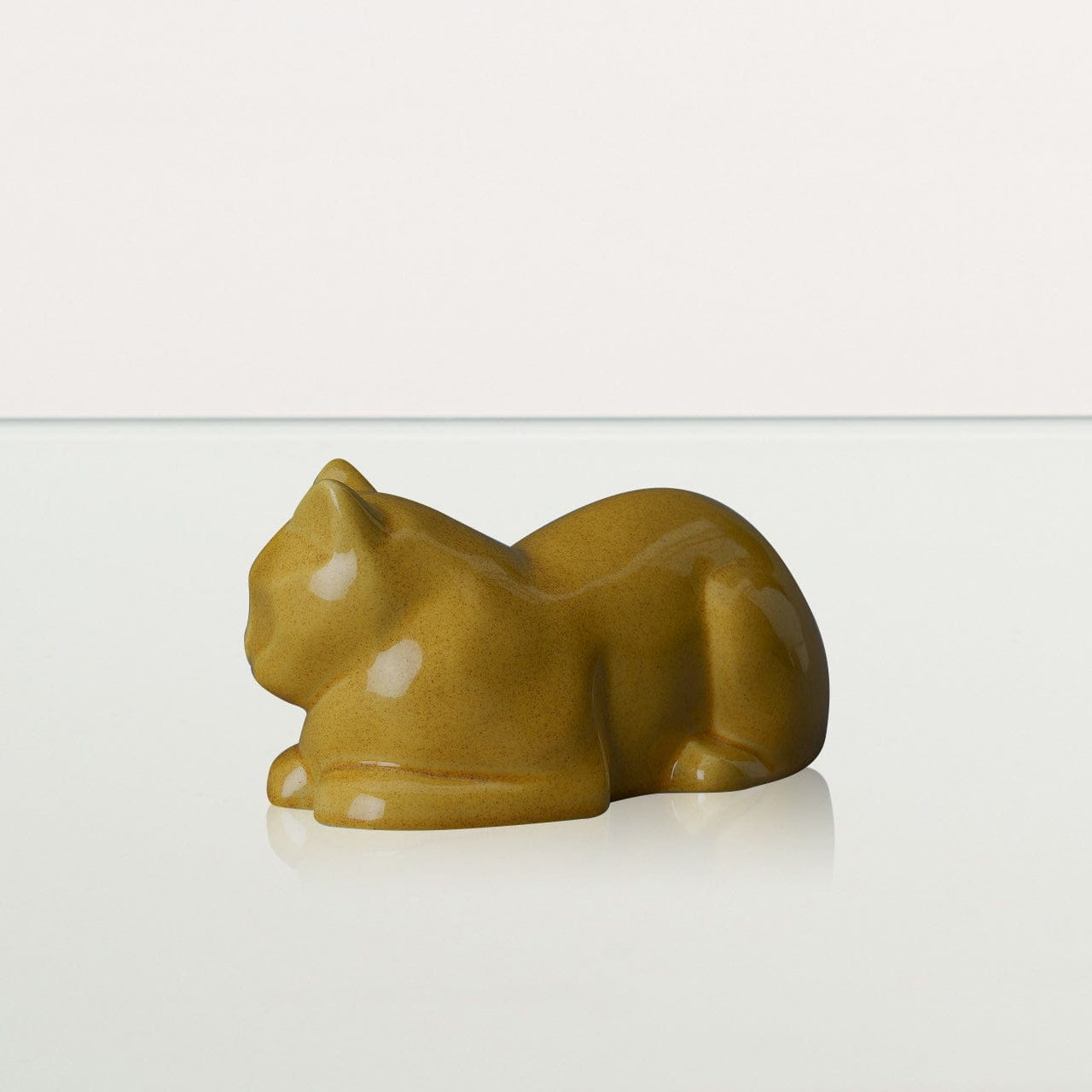Laying Cat Mini Urn for Ashes in Amber Yellow