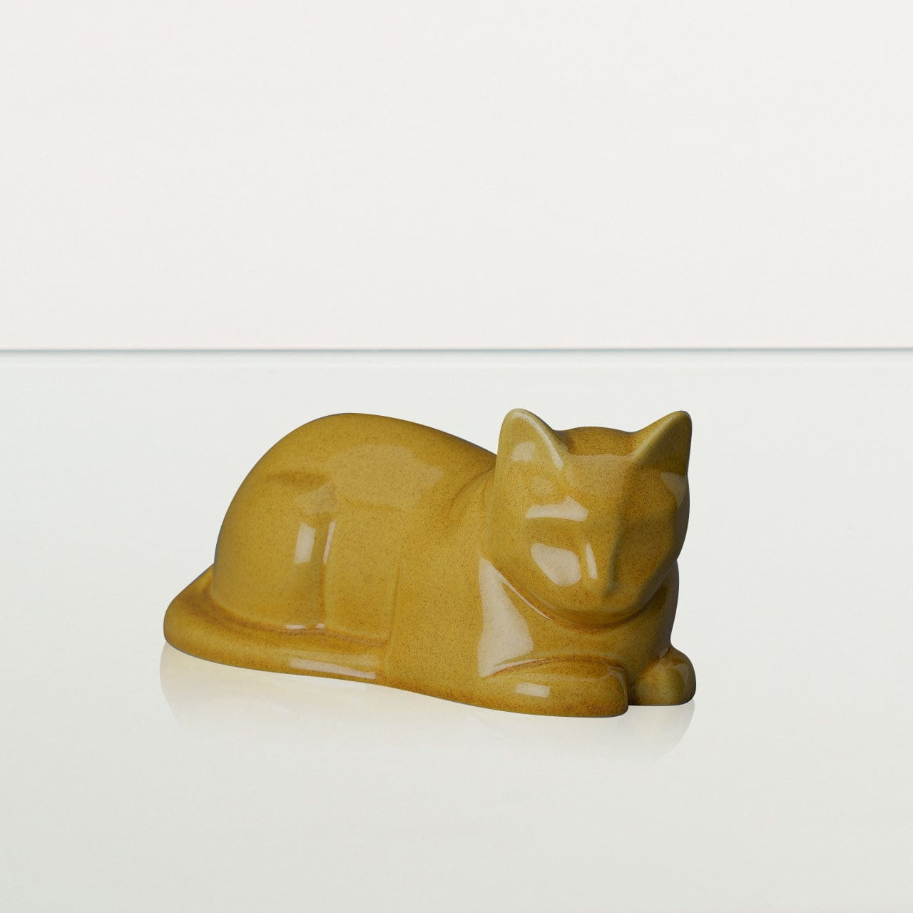 Laying Cat Mini Urn for Ashes in Amber Yellow