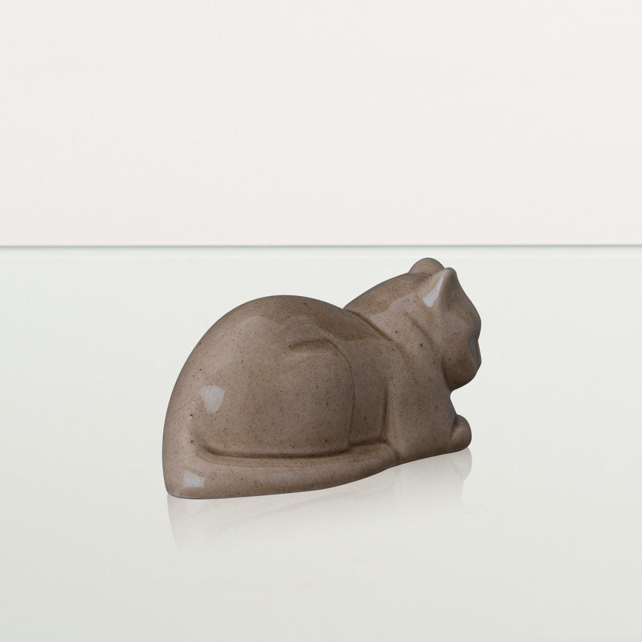Laying Cat Mini Urn for Ashes in Beige Grey