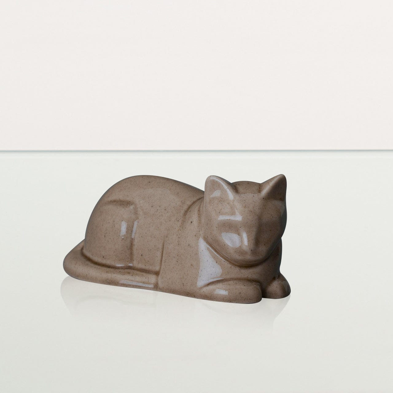 Laying Cat Mini Urn for Ashes in Beige Grey