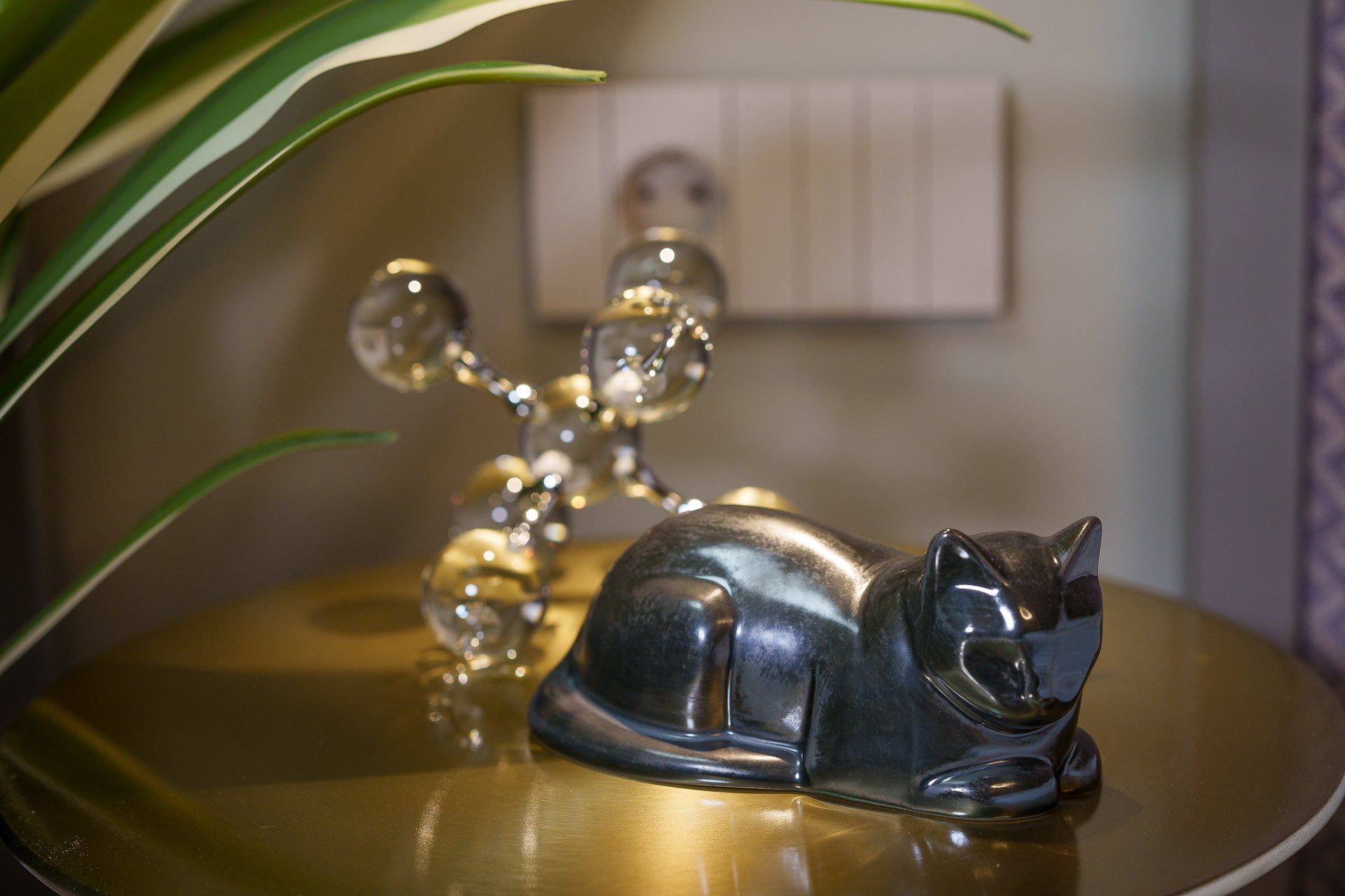 Laying Cat Mini Urn for Ashes in Matte Grey