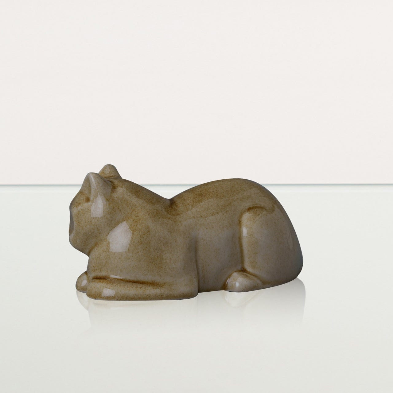 Lying Cat Mini Urn for Ashes in Dark Sand