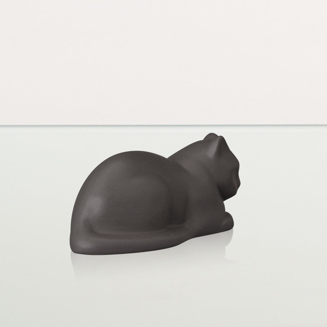 Lying Cat Mini Urn for Ashes in Matte Grey