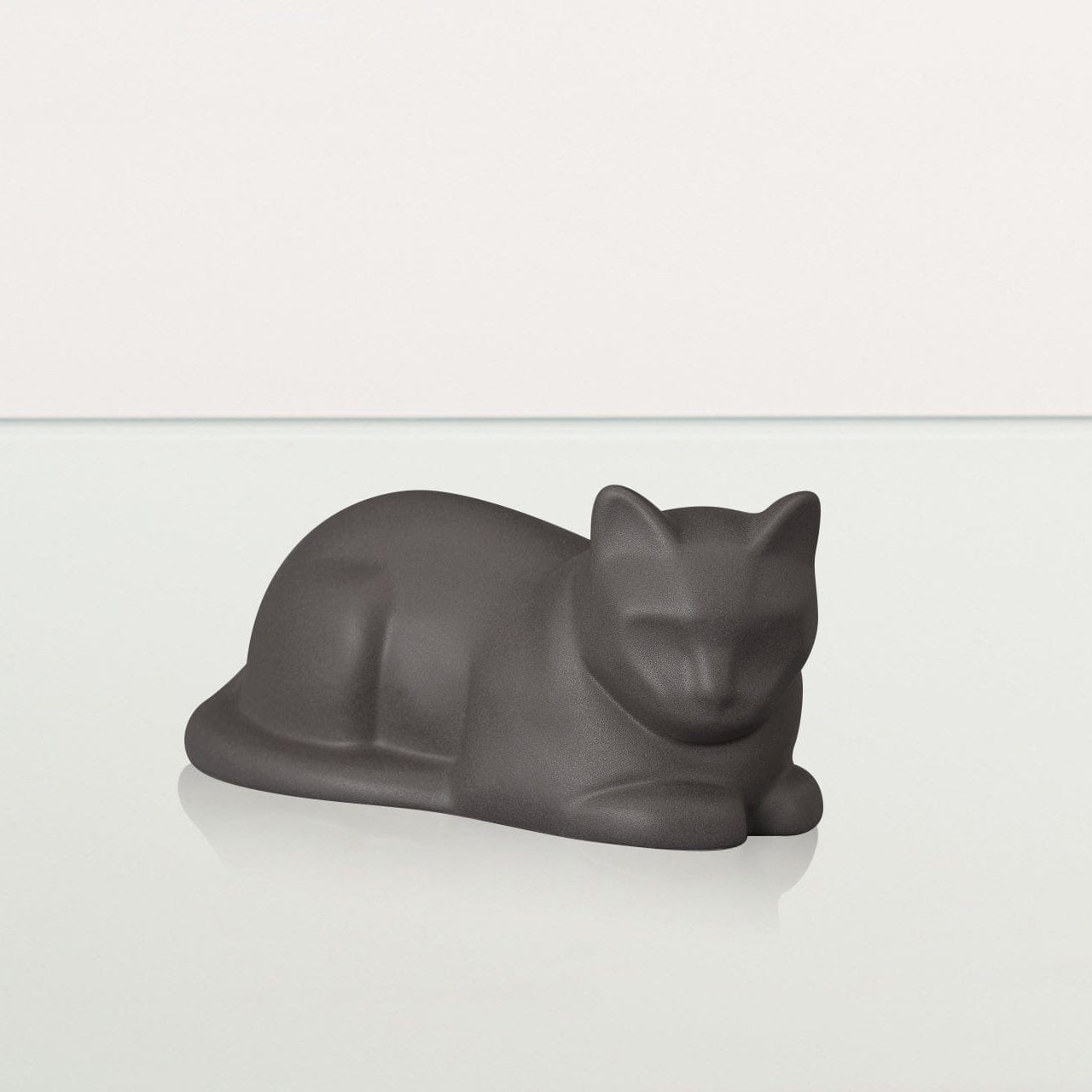 Lying Cat Mini Urn for Ashes in Matte Grey