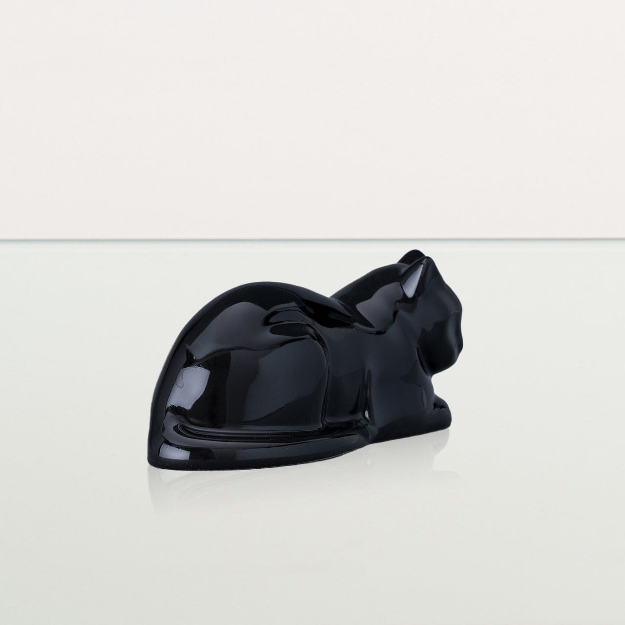 Lying Cat Mini Urn for Ashes in Matte Black