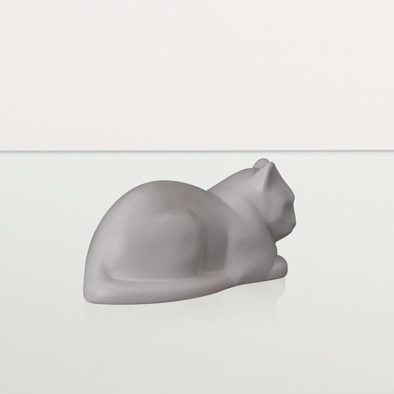 Lying Cat Mini Urn for Ashes in Matte White