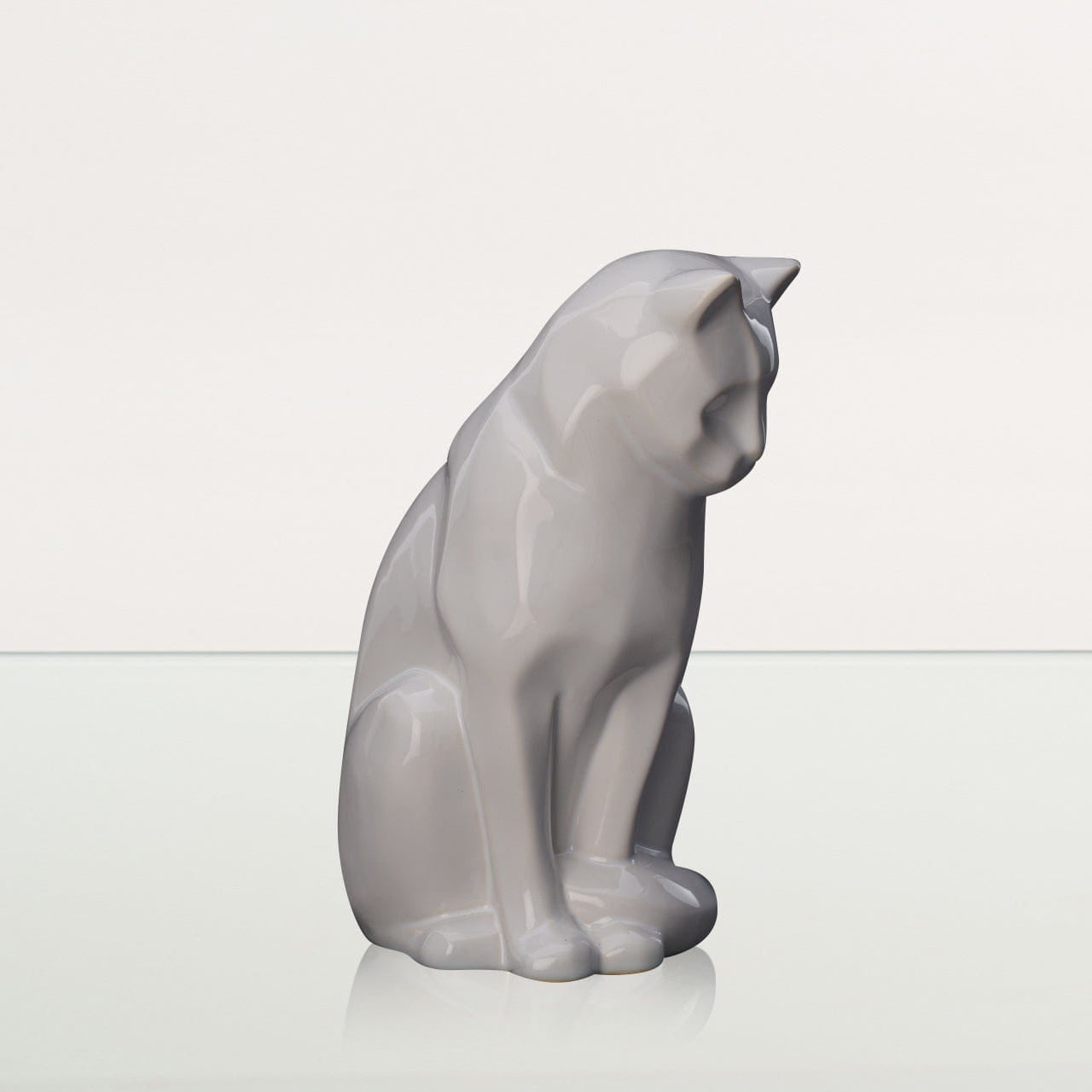 Sitting Cat Pet Urn for Ashes in White