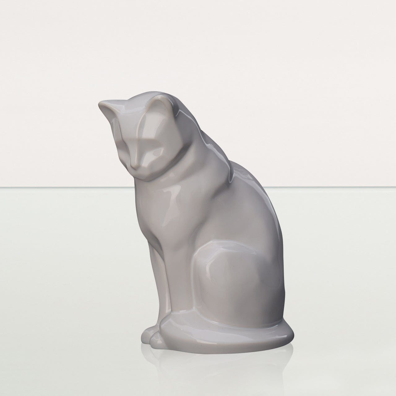 Sitting Cat Pet Urn for Ashes in White