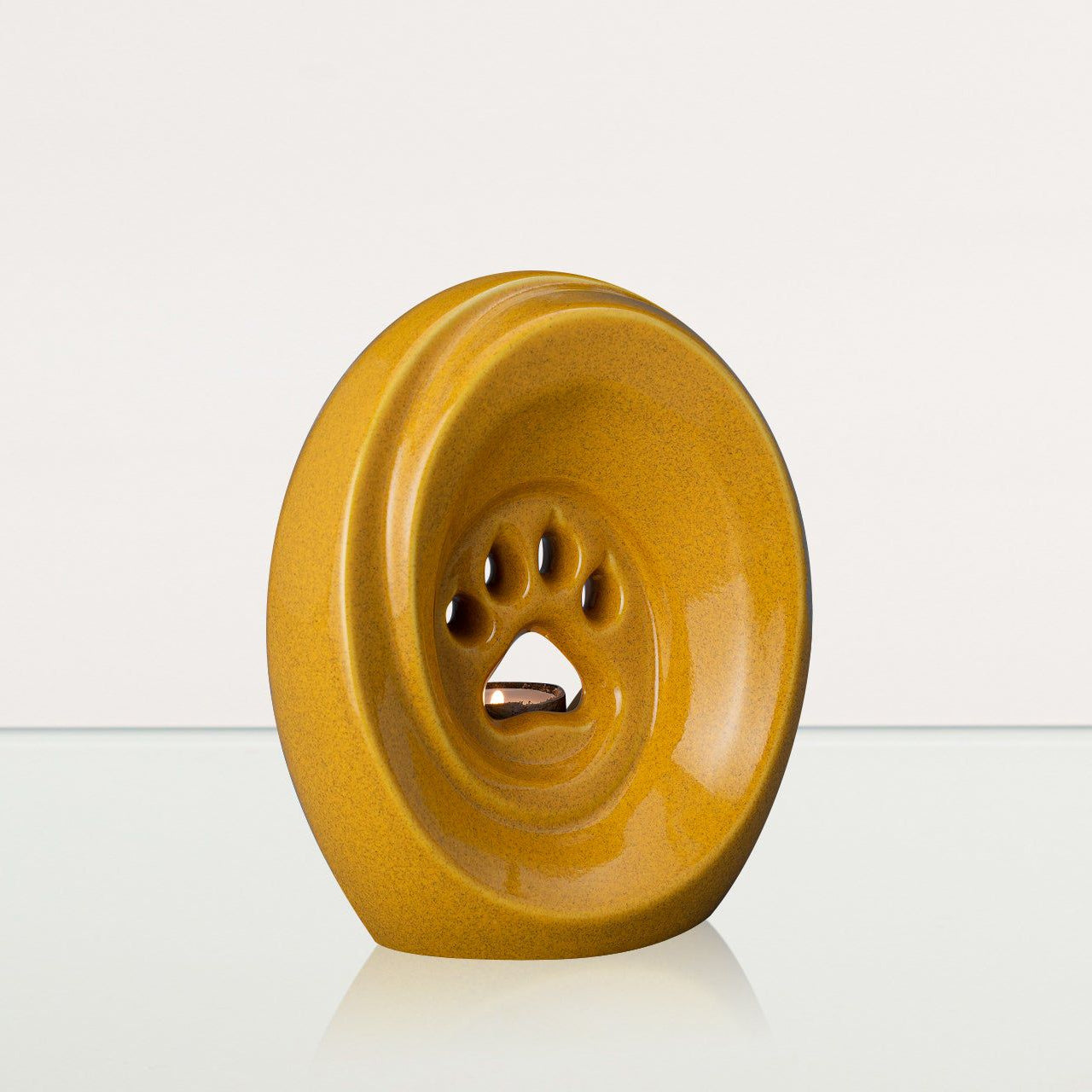 Paw Pet Urn for Ashes in Amber Yellow