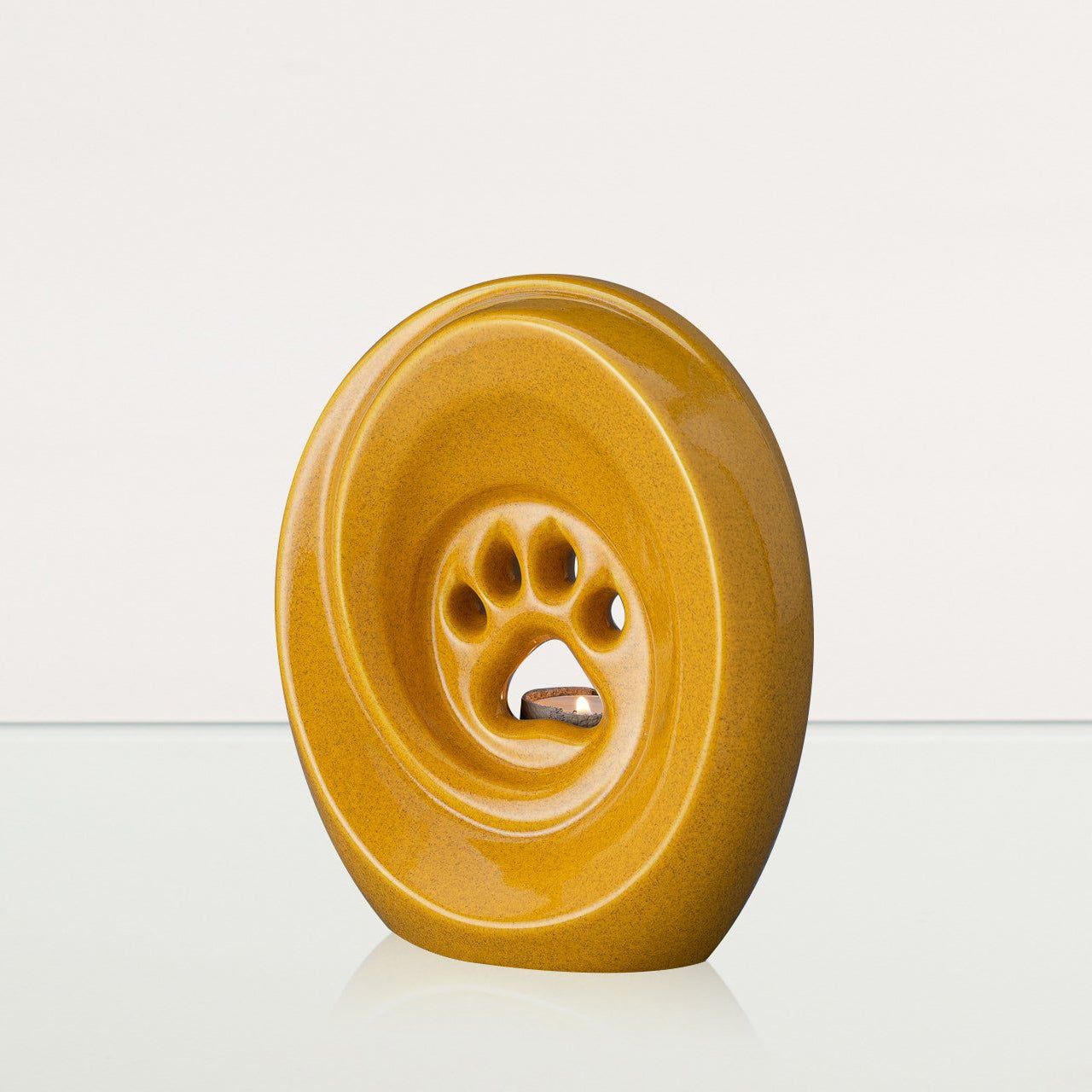 Paw Pet Urn for Ashes in Amber Yellow