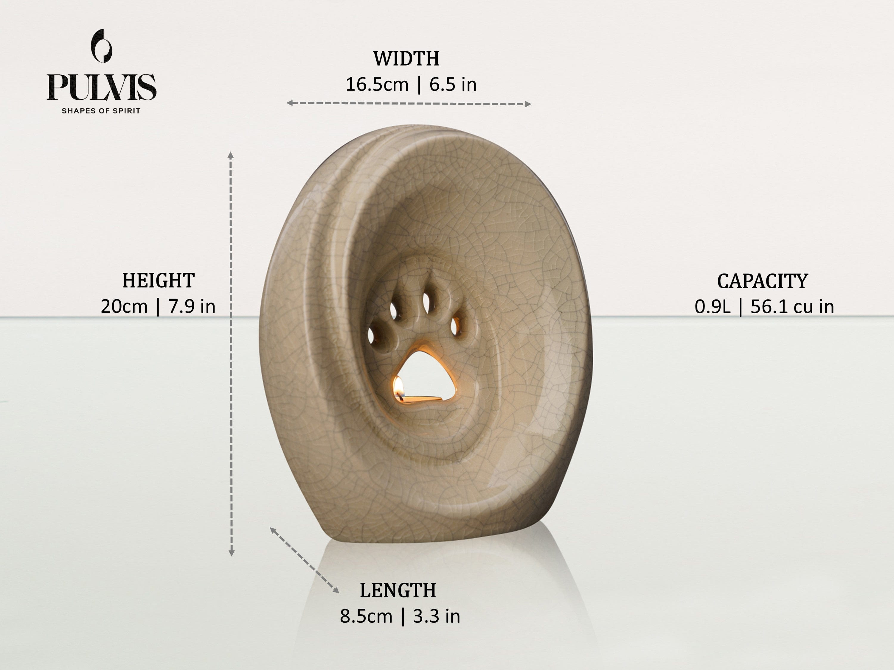 Paw Pet Urn for Ashes in Dark Sand