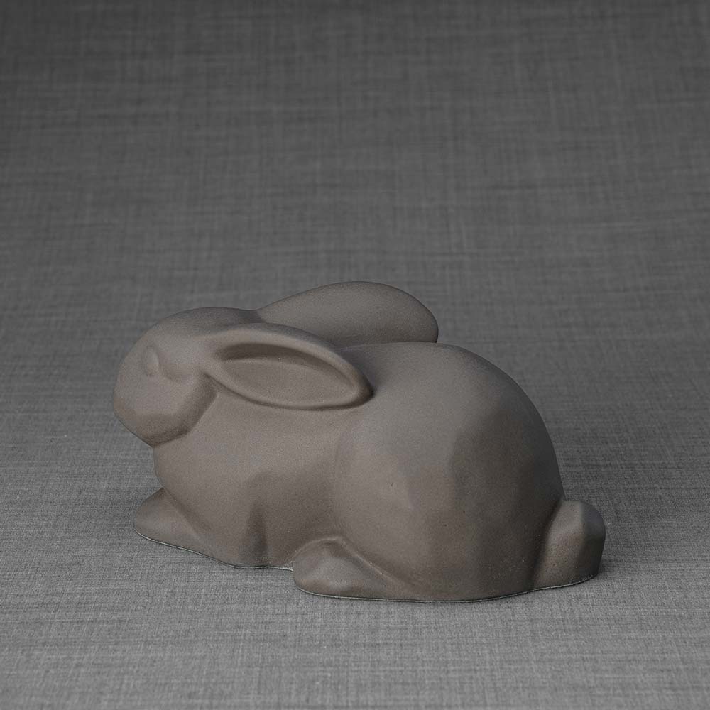 Rabbit Urn For Ashes Matte Grey Back Left