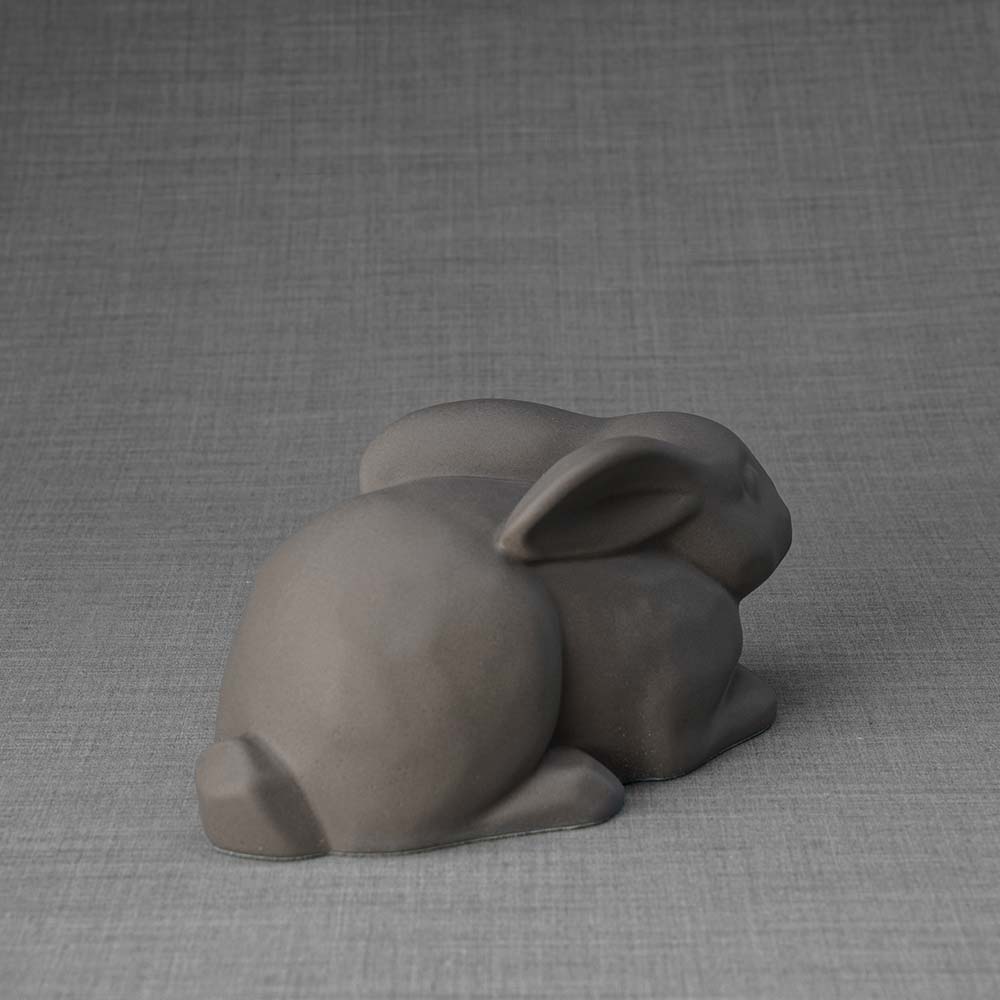 Rabbit Urn For Ashes Matte Grey Back Right